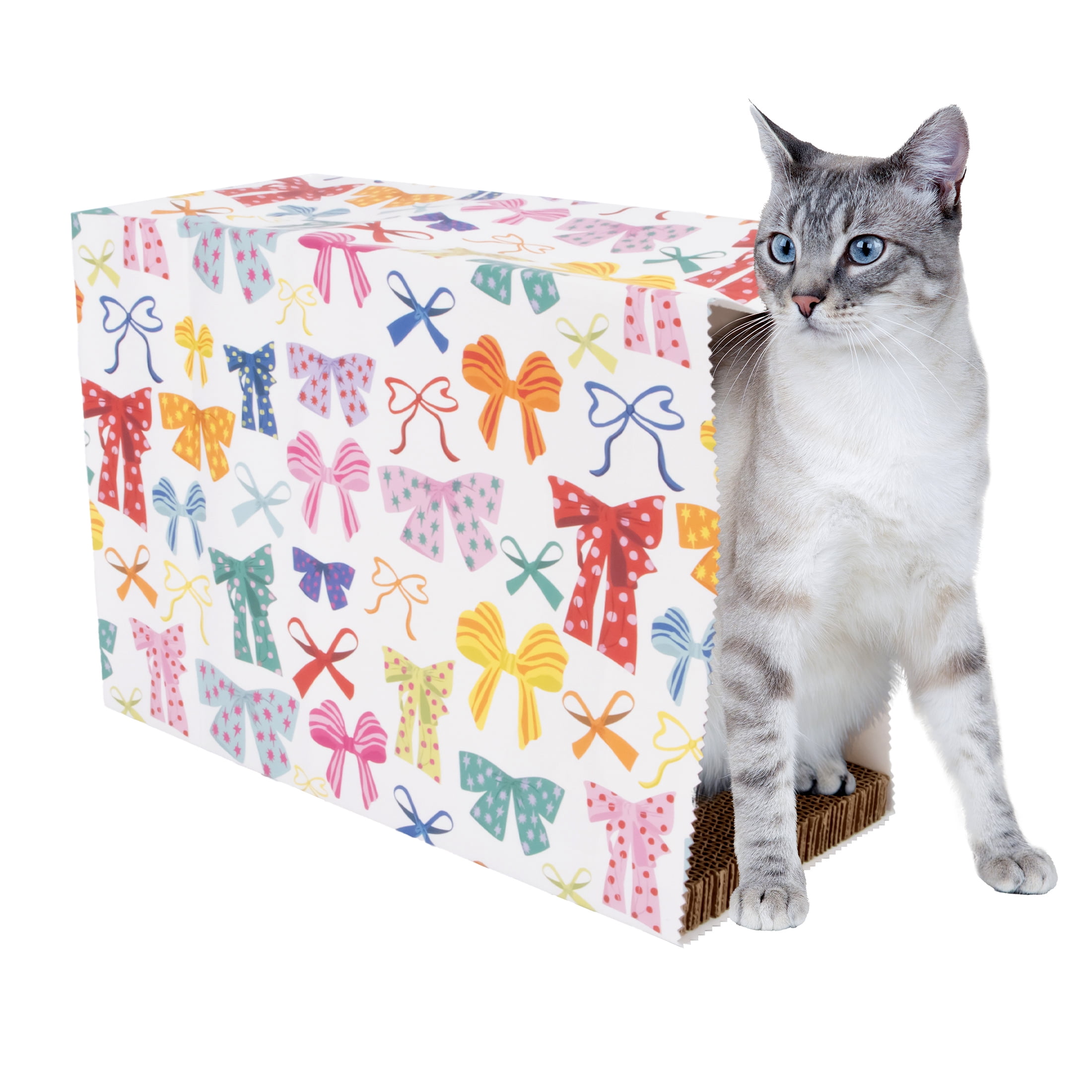 Kitty City Christmas Bows Cat Scratching Pad and Hideaway Paper Bag (Multicolored, One Size) zlc92