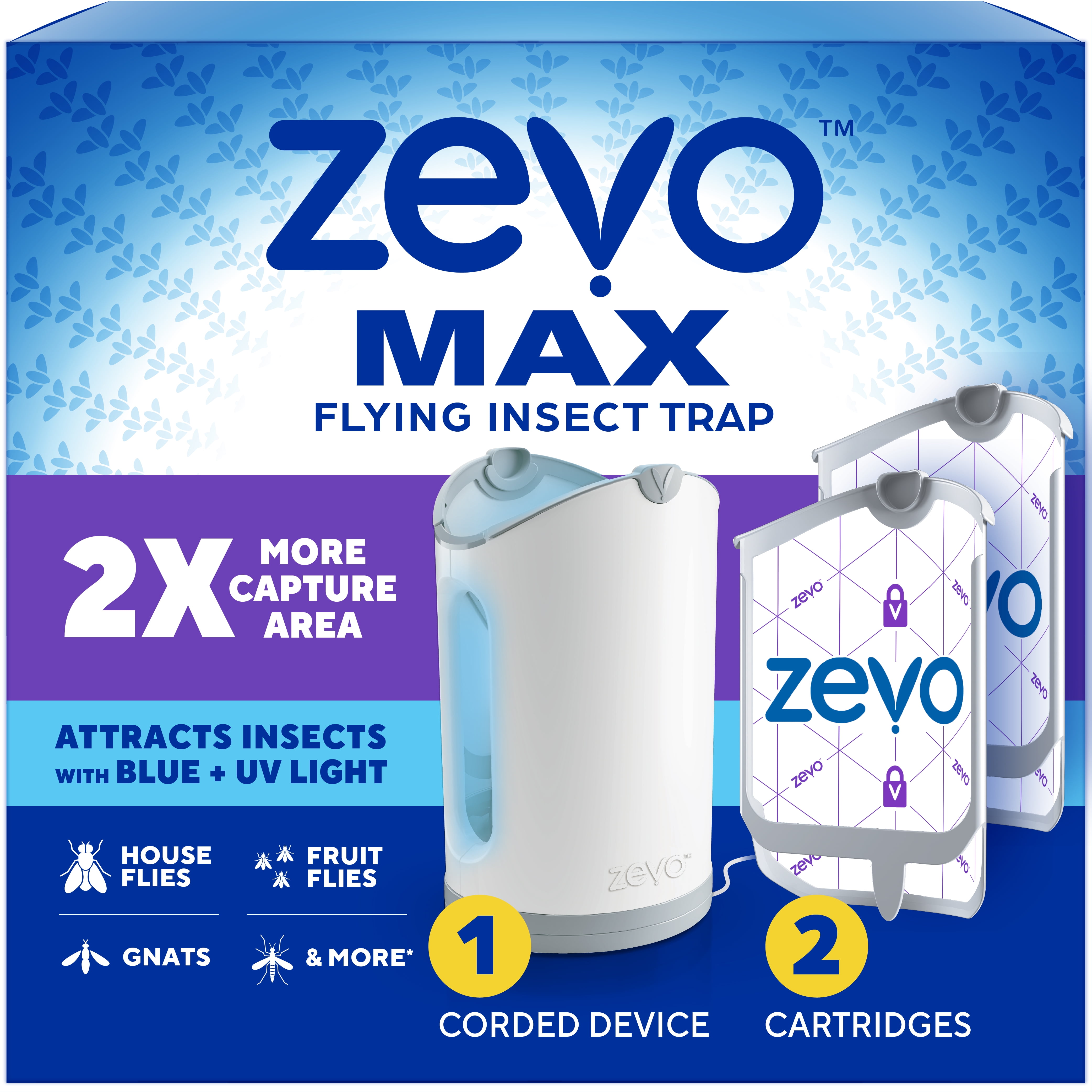 Zevo Max Indoor Flying Insect Trap (UV Light Attractant, 1 Device & 2 Cartridges) 9c2f7