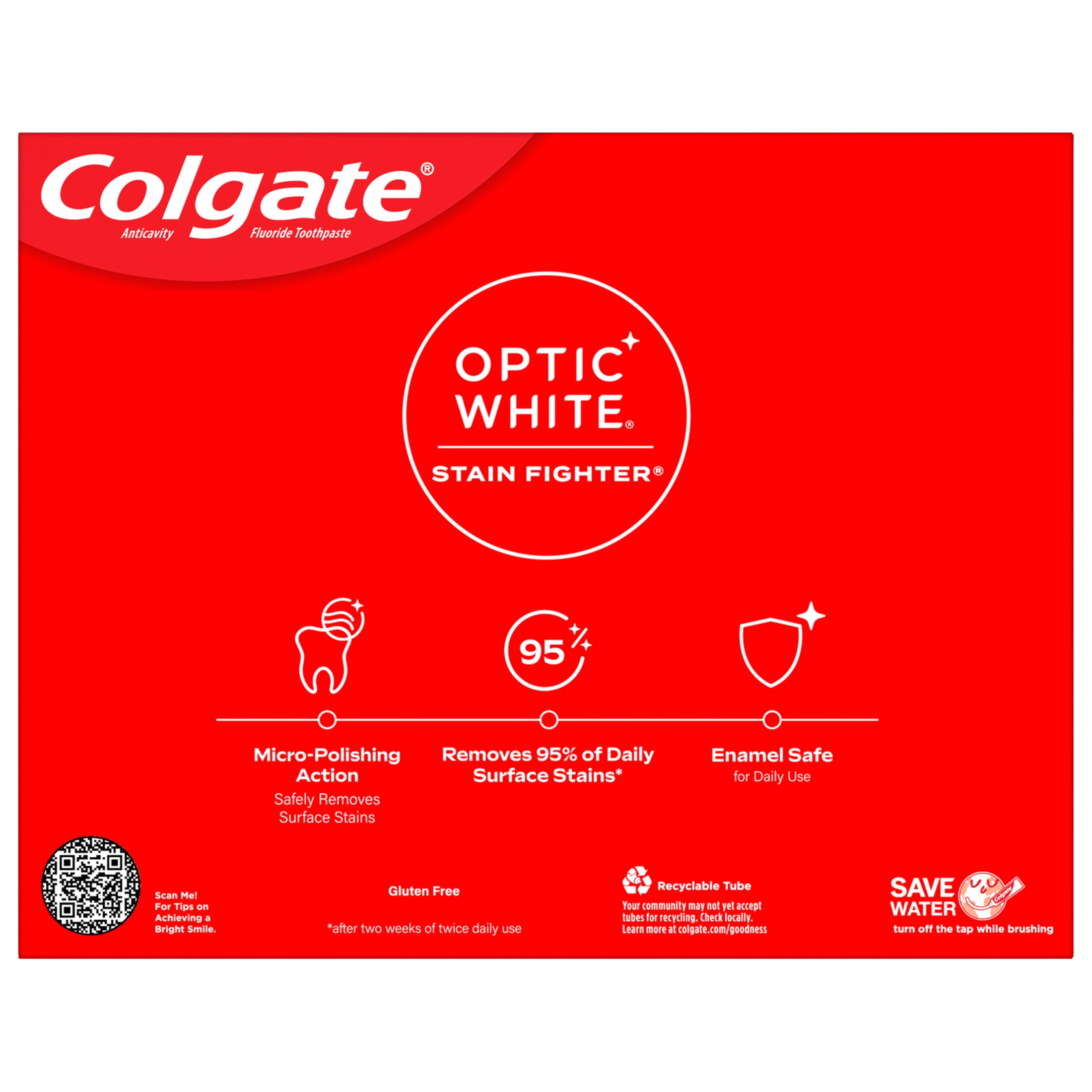 Colgate Optic White Stain Fighter Whitening Toothpaste, Clean Mint (White, 3 Pack of 6 oz) rmawf