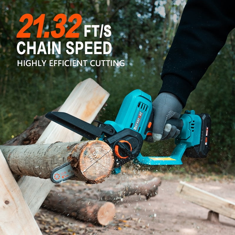 BERSERKER 6-Inch 20V Cordless Mini Chainsaw with 2x 2.0Ah Batteries and Charger (Blue, 6 in) msh63