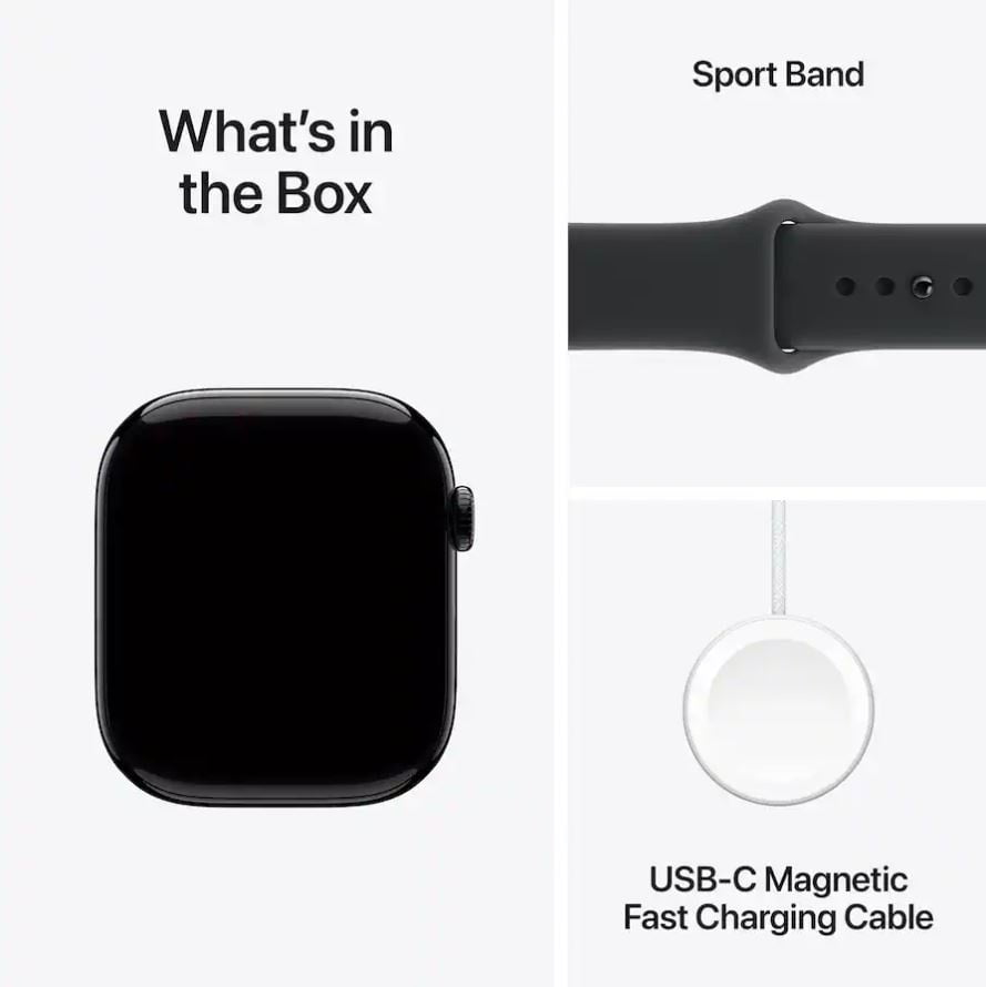 Apple Watch Series 11 GPS + Cellular Smartwatch (Jet Black Aluminum Case, Black Sport Band, 46 in) nitgk