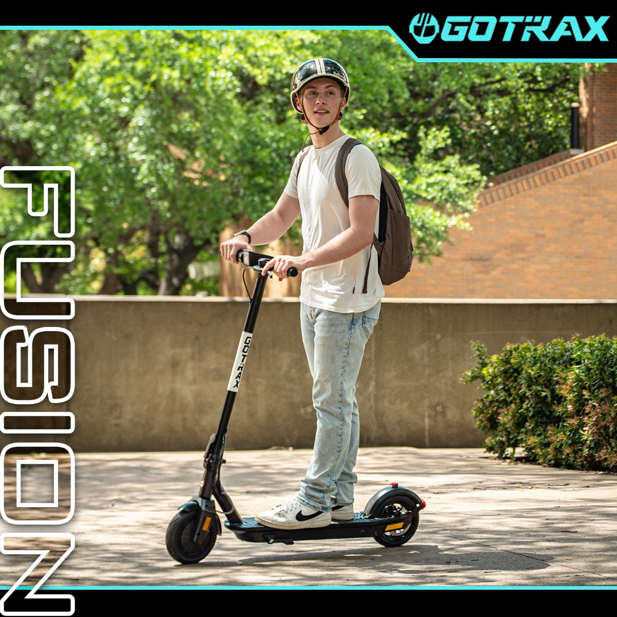 GOTRAX Fusion Electric Scooter, Foldable Commuter Scooter with 300W Motor, 18 MPH Max Speed, 14 Mile Range, 8.5 in Honeycomb Tires (Black) obl30