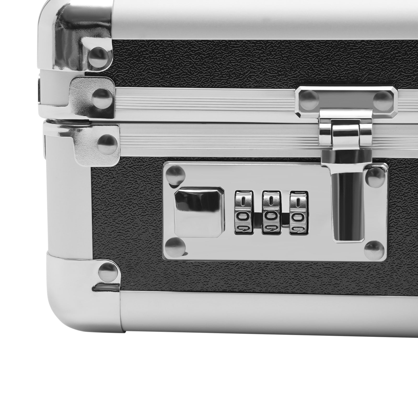 TOOL1SHOoo Portable Aluminum Alloy Lock Box, Secure Storage Case with Combination Lock and Carrying Strap (Black, 15 x 13 x 4.3 in) wcx35