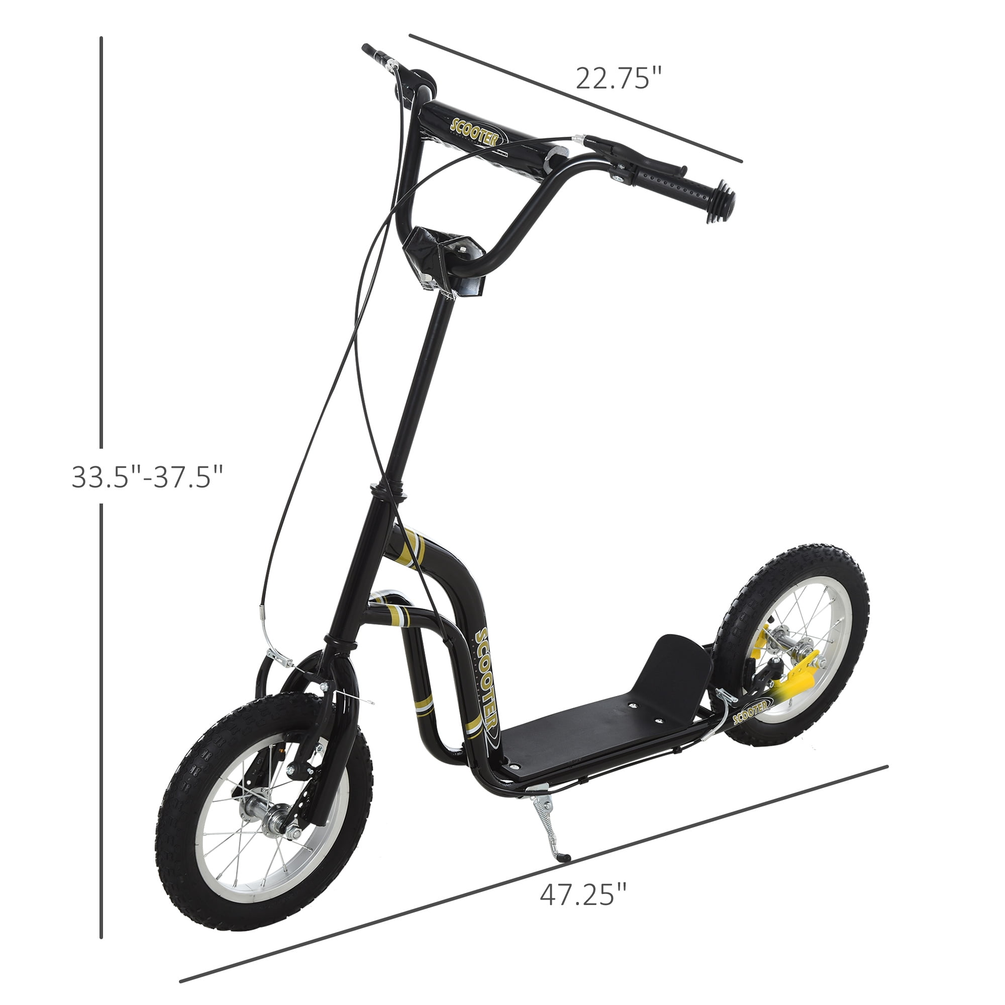 Aosom Youth Kick Scooter with Dual Caliper Brakes and Adjustable Handlebar (Black, 47.25 in L) ce4lw