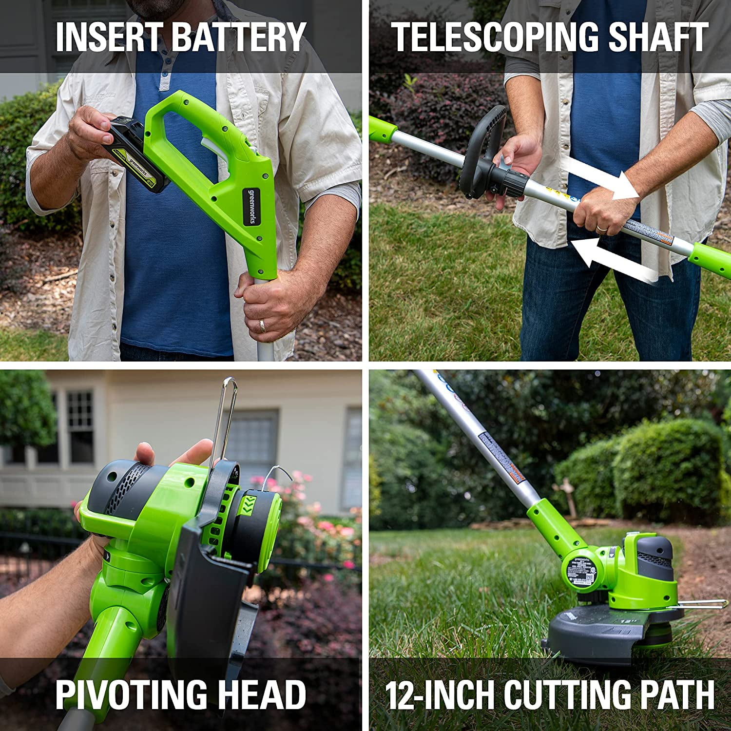 Greenworks 24V 12 in Cordless String Trimmer and Leaf Blower Combo Kit (Green, 2Ah Battery and Charger Included) po016