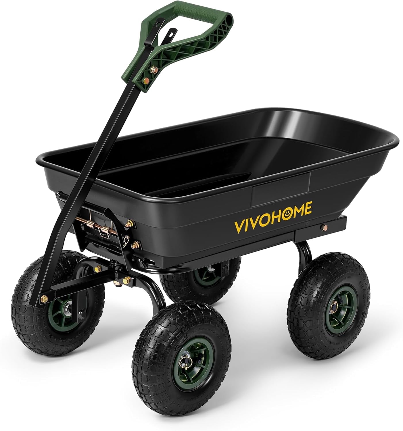 SPECSTAR Heavy-Duty Garden Dump Cart, Utility Wagon with 2-in-1 Convertible Handle and 10-in All-Terrain Wheels (Black, 660 lb) whq95