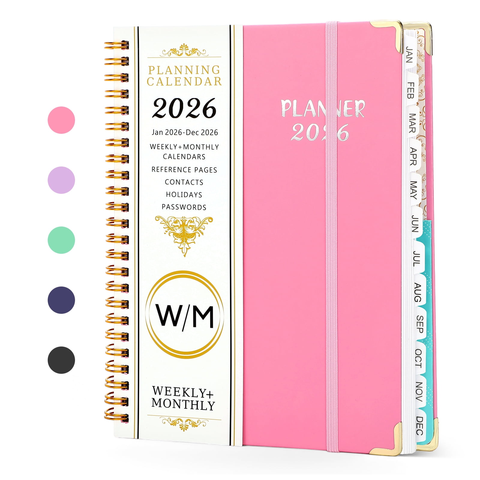 SUOSDEY 2026 Weekly and Monthly Planner, Academic Agenda Organizer with Calendar Tabs (Pink, 6.5 in x 8.5 in) iz5xe