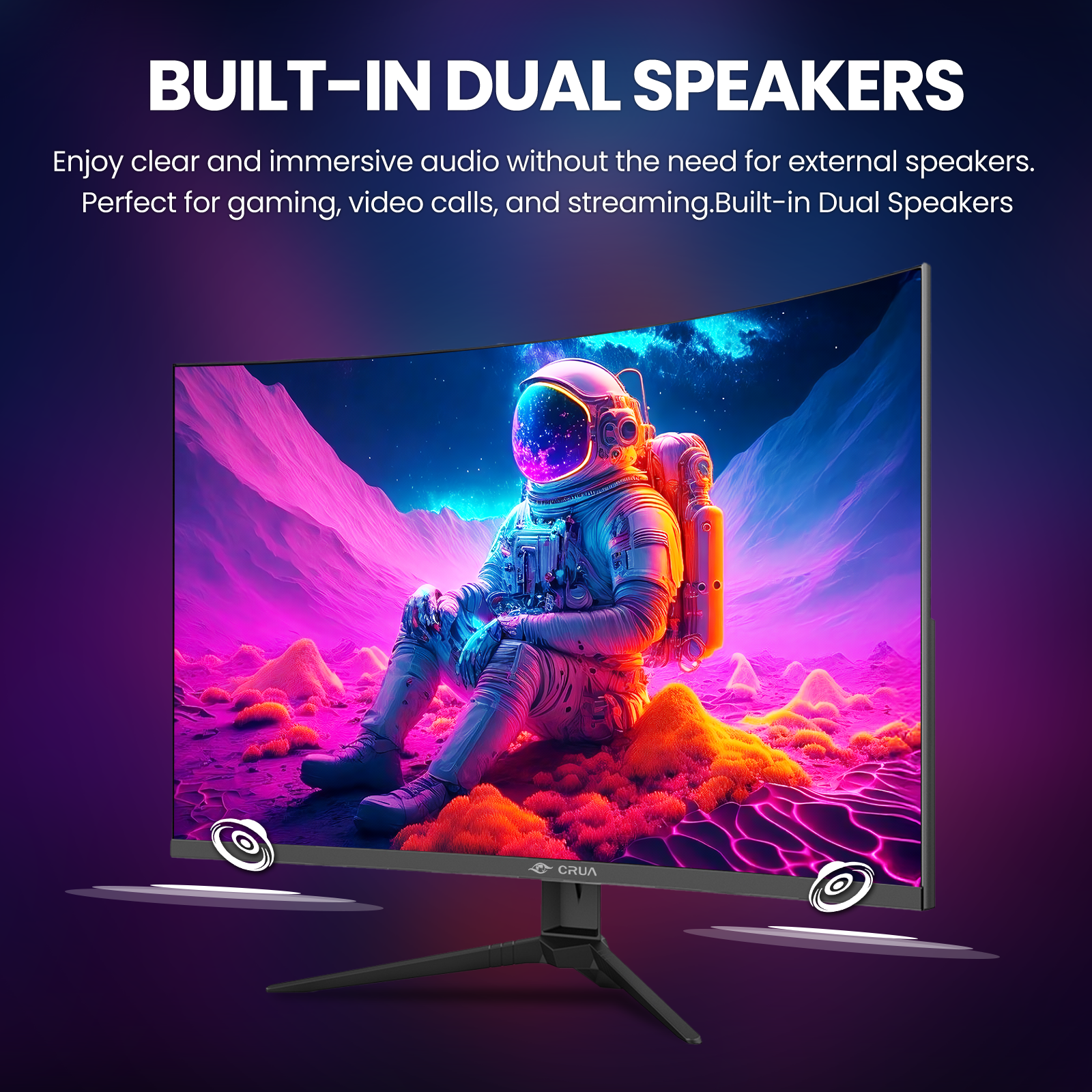 CRUA 27 in 2K 260Hz Curved Gaming Monitor, QHD 1440P, 1800R, AMD FreeSync, Built-in Speakers (Black, 27 in) 14mhq