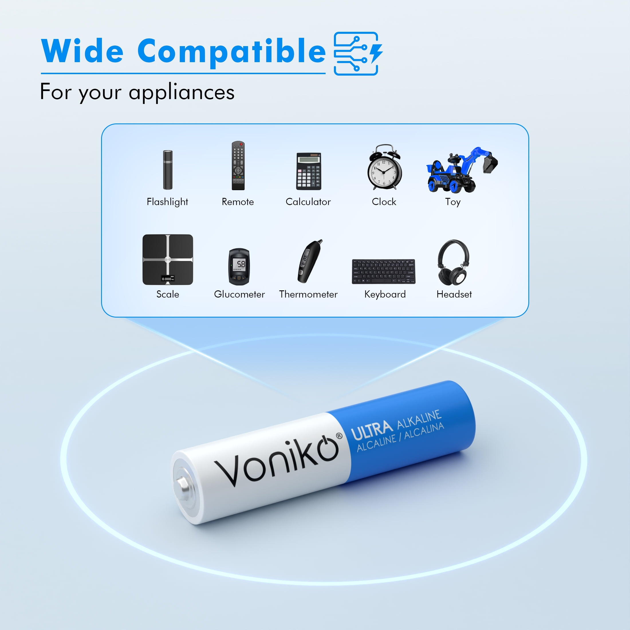 Voniko AAA Alkaline Batteries, Long-Lasting Power for Electronic Devices (100 Pack) a6yl5