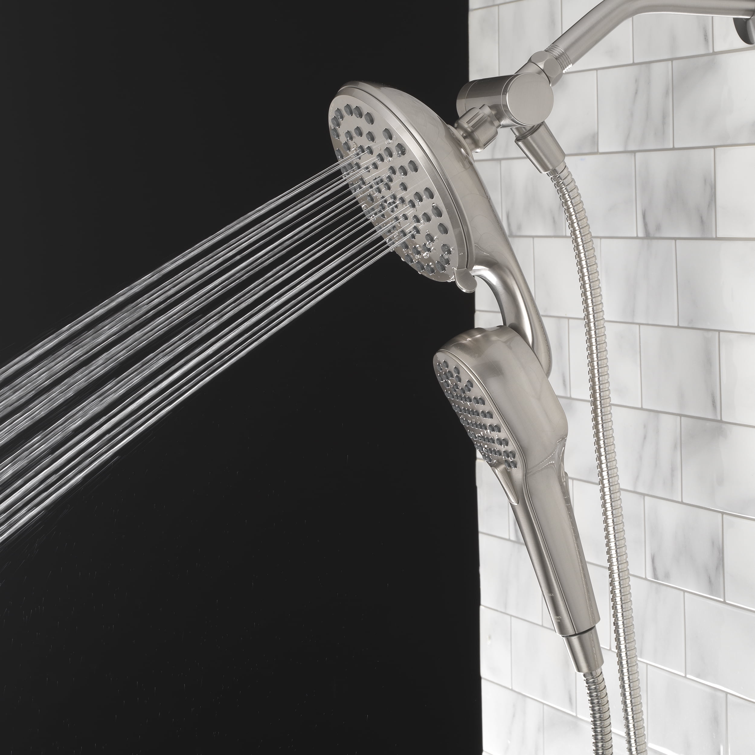 Better Homes & Gardens Magnetic Dual Showerhead Combo (Satin Nickel, 72 in Hose) a5esw