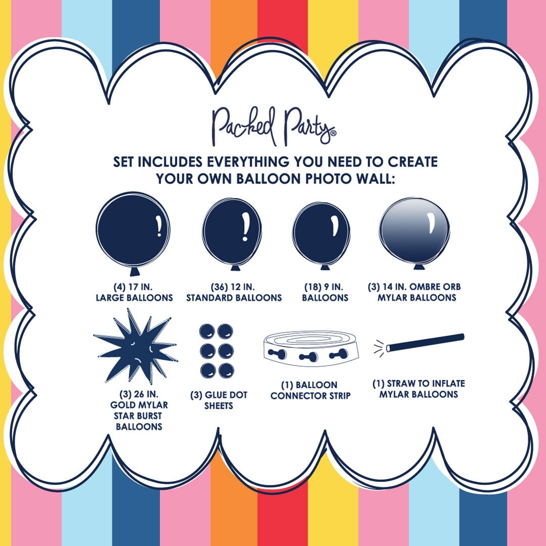 Packed Party Burst of Sunshine Balloon Wall Backdrop Kit (Multi-Color, 65-Piece Set) y2t61