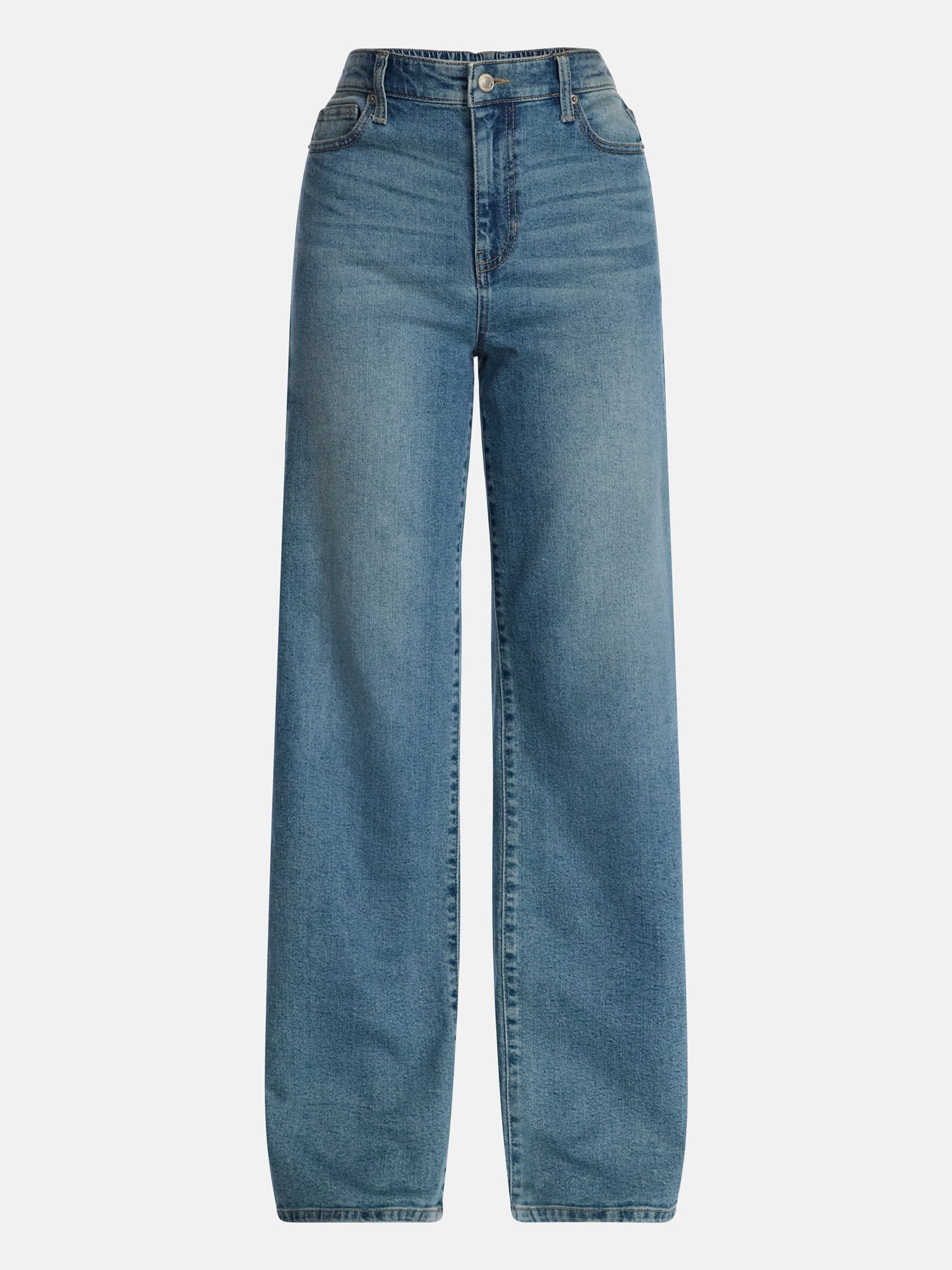 No Boundaries High Rise Baggy Wide Leg Jeans (Grey, XXS) j2ix7