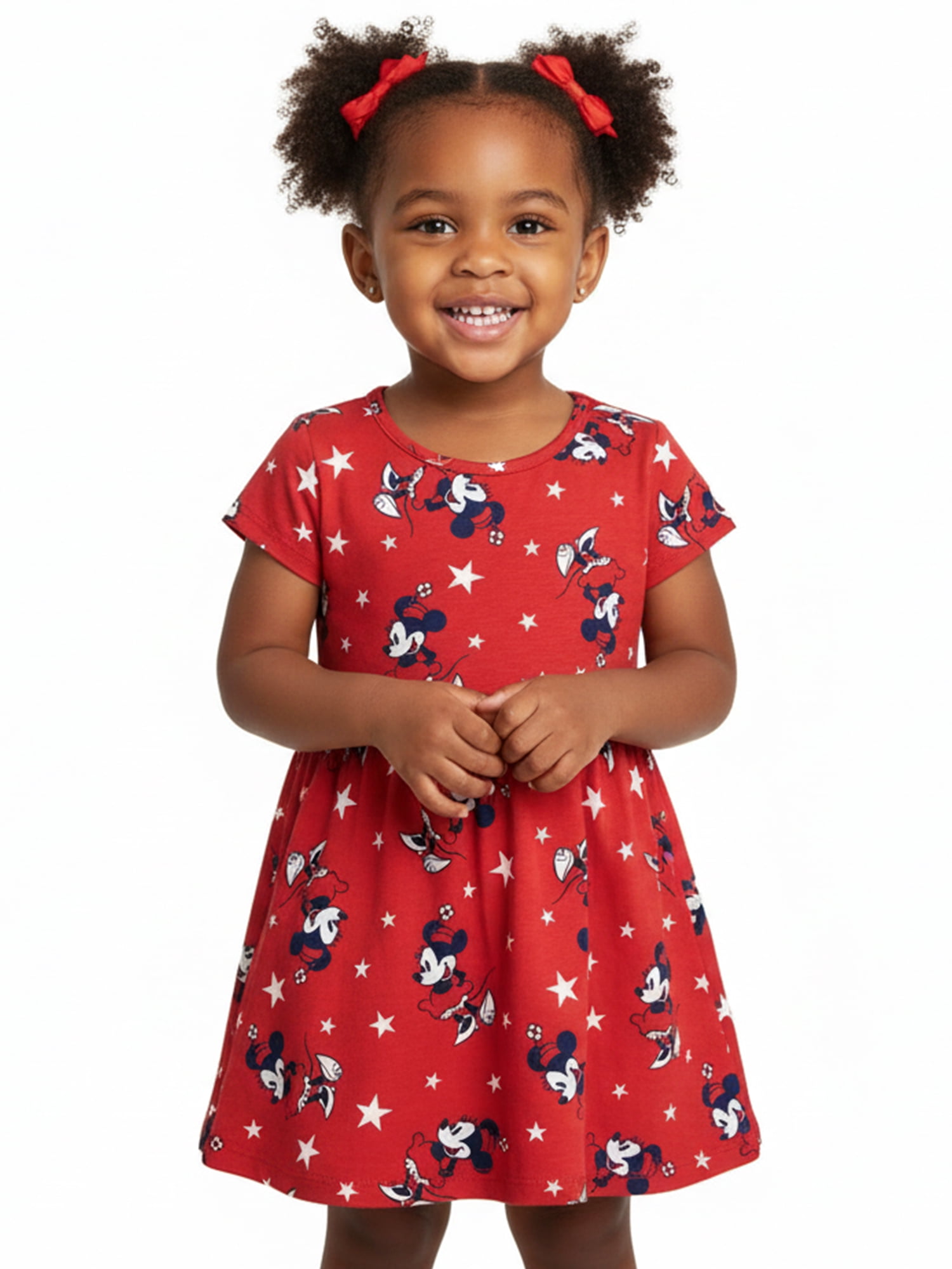 Disney Toddler Girls Starry Minnie Mouse Dress Short Sleeve (Red, 5T) u9exi