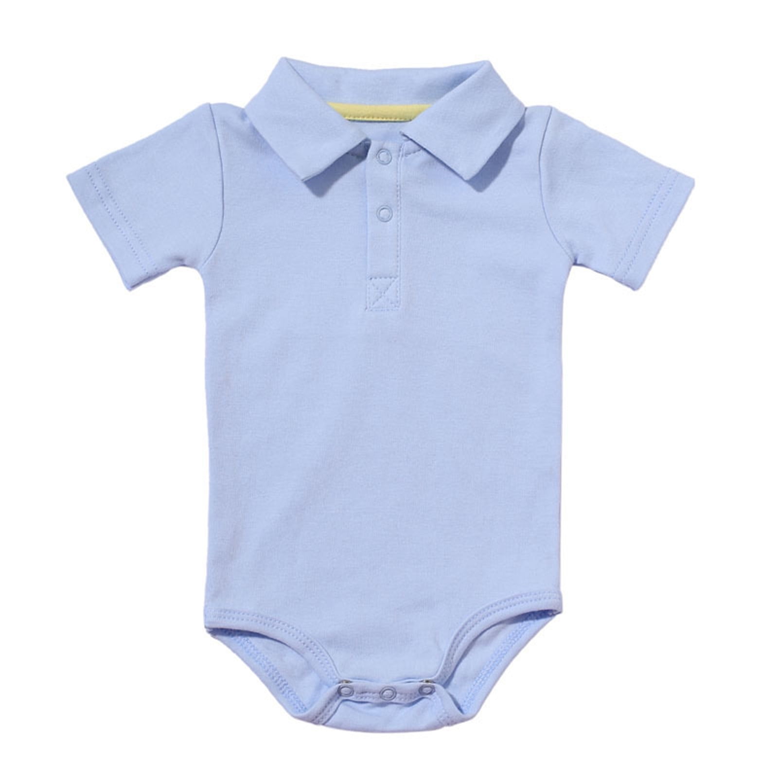 PIWHJQK Newborn Baby Bodysuit Summer Short Sleeve Cotton Romper (Blue, 0-3 Months) qsr9b