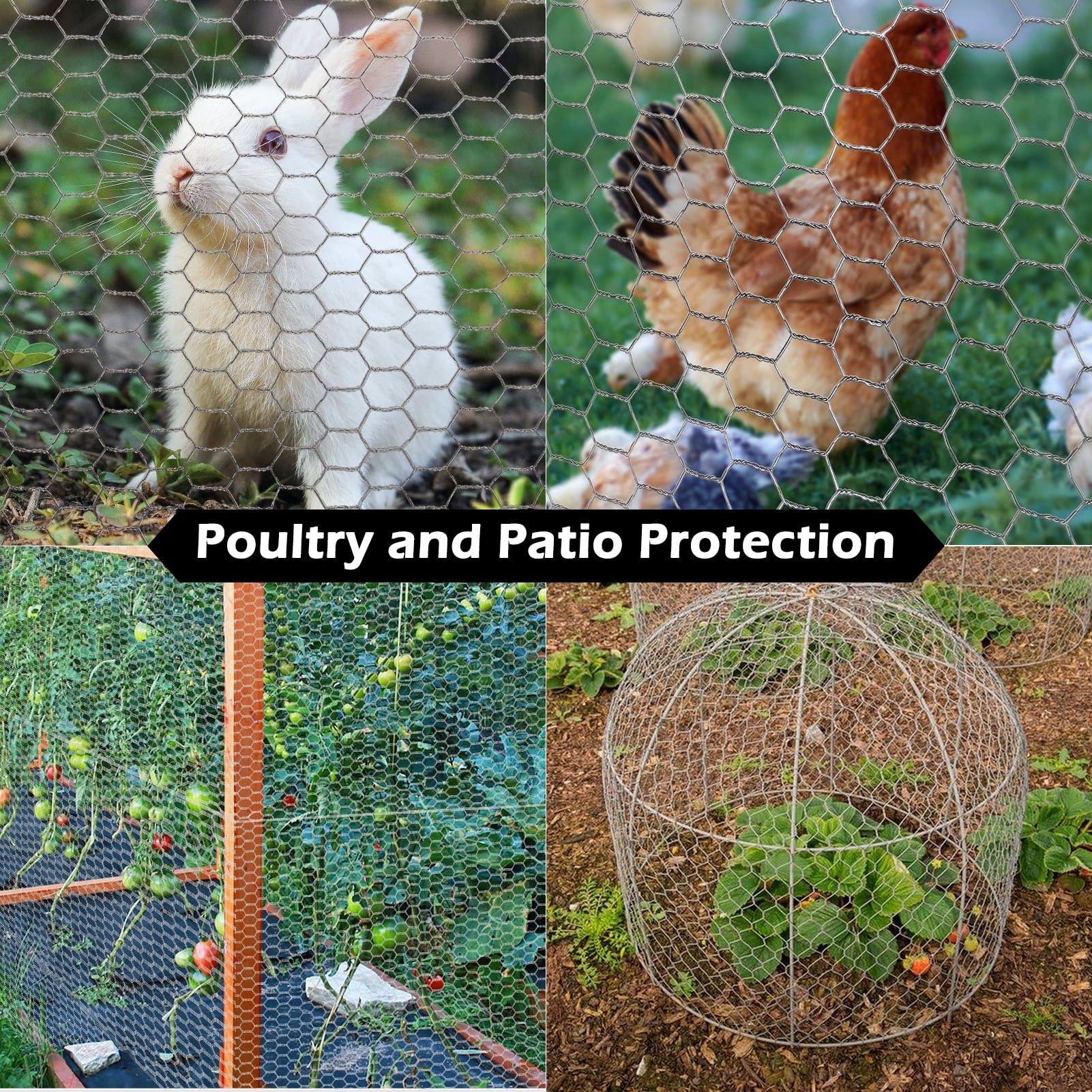 LANNEY Chicken Wire Fencing, Hexagonal Hardware Cloth for Garden and Poultry, Galvanized Steel Mesh (Silver, 16.9 in x 32.8 ft) 18x5d