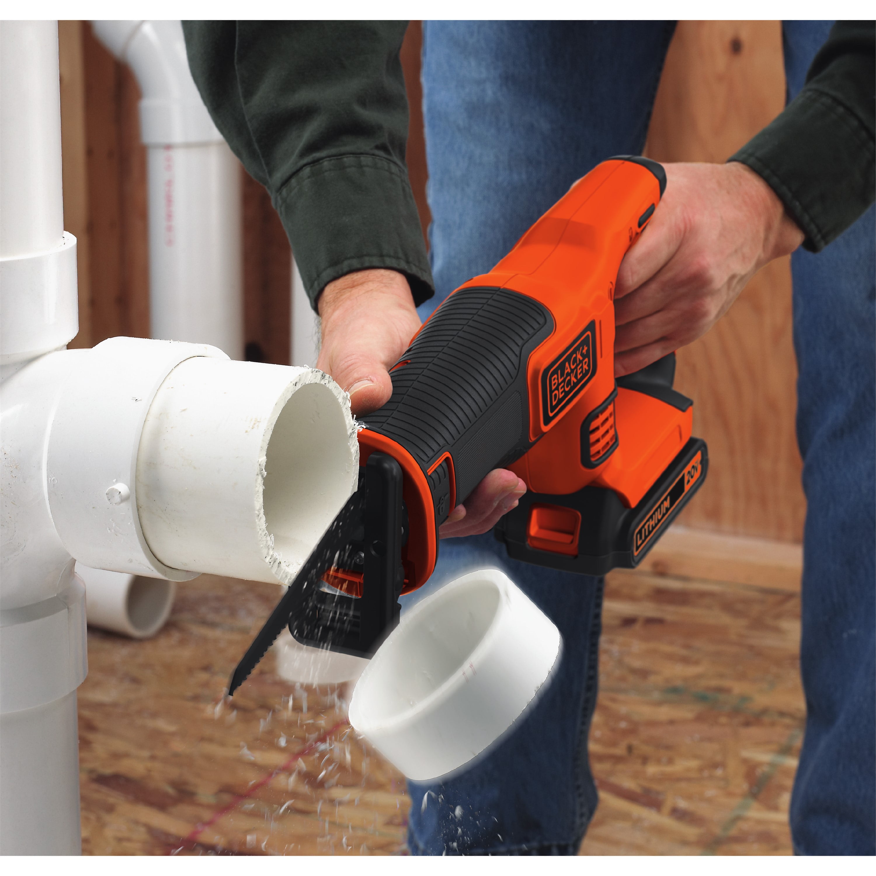 BLACK+DECKER 20V Max Cordless Reciprocating Saw with Lithium Battery (Black, 7/8 in Stroke) jfgtm