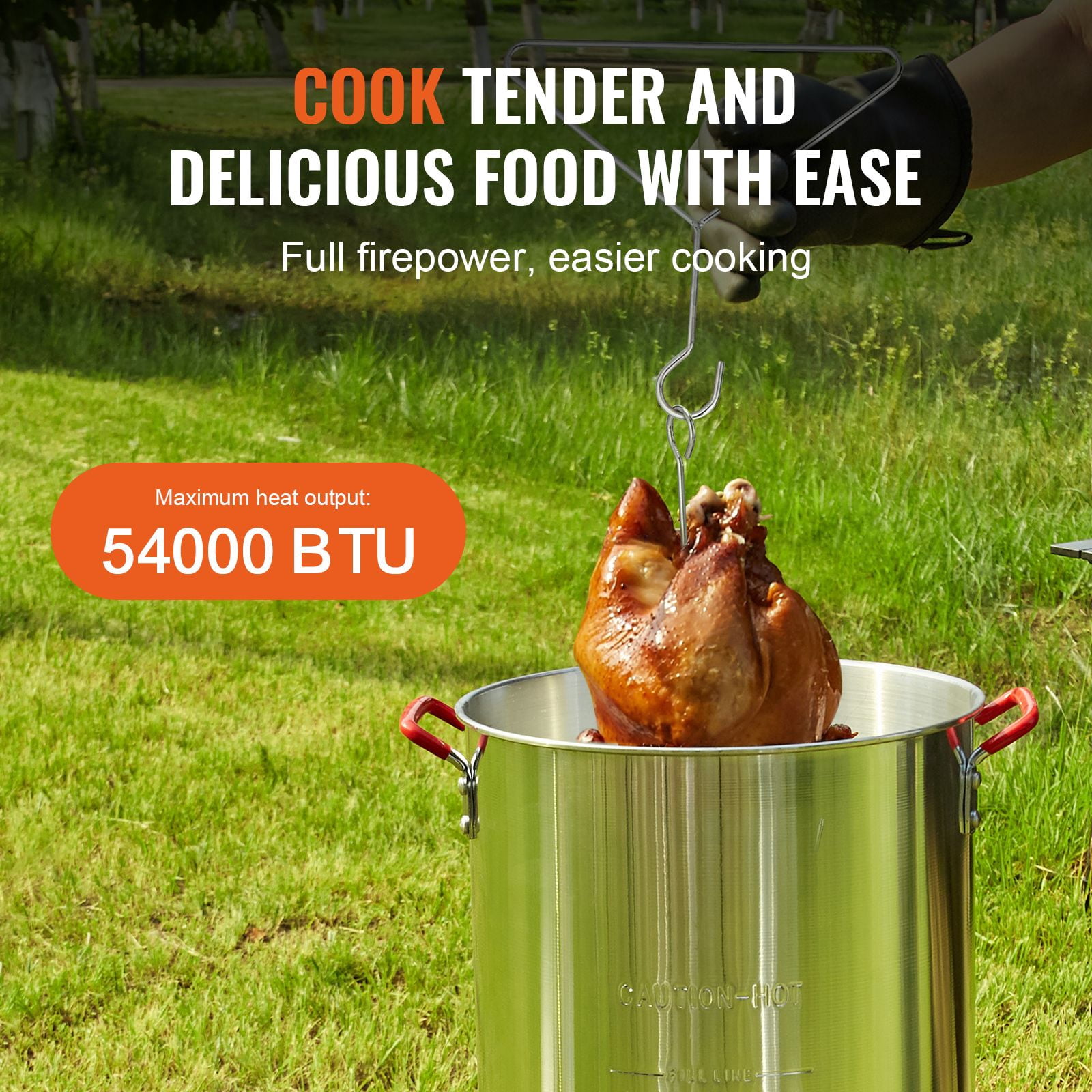 Shenmamo Outdoor Propane Turkey Fryer Kit with 30-Quart Pot, 54K BTU Burner, Basket, Rack and Thermometer (30 qt) 58tnx