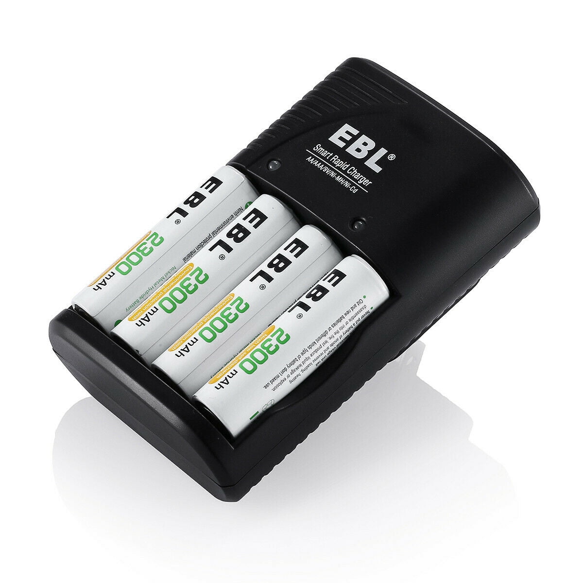 EBL Smart Battery Charger for AA AAA 9V NiMH NiCD Rechargeable Batteries (Black, 4-Slot) bvngx
