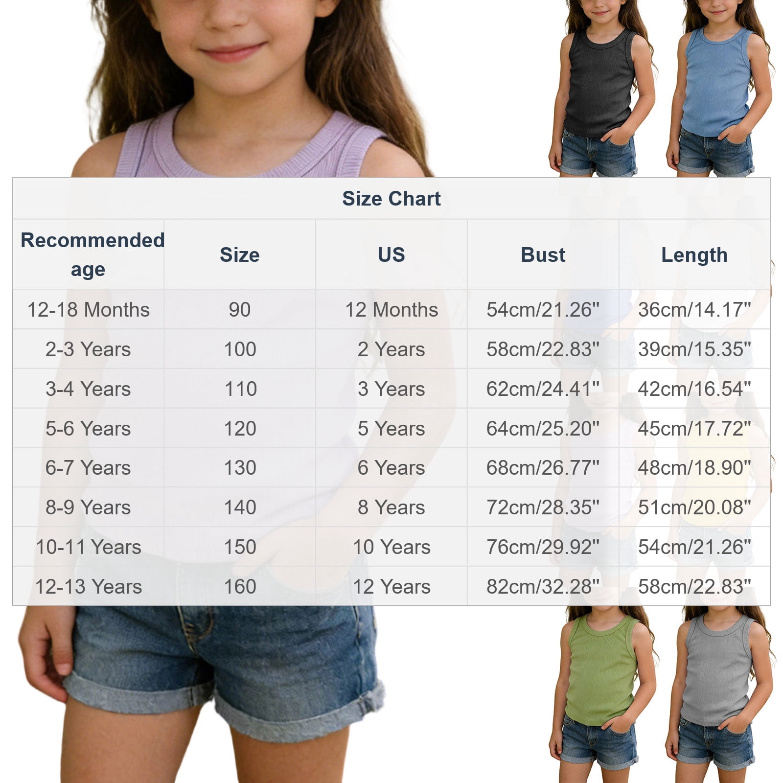 FAIWAD Girls Ribbed Knit Tank Top Sleeveless Summer Workout Shirt (Blue, Small) kdiin