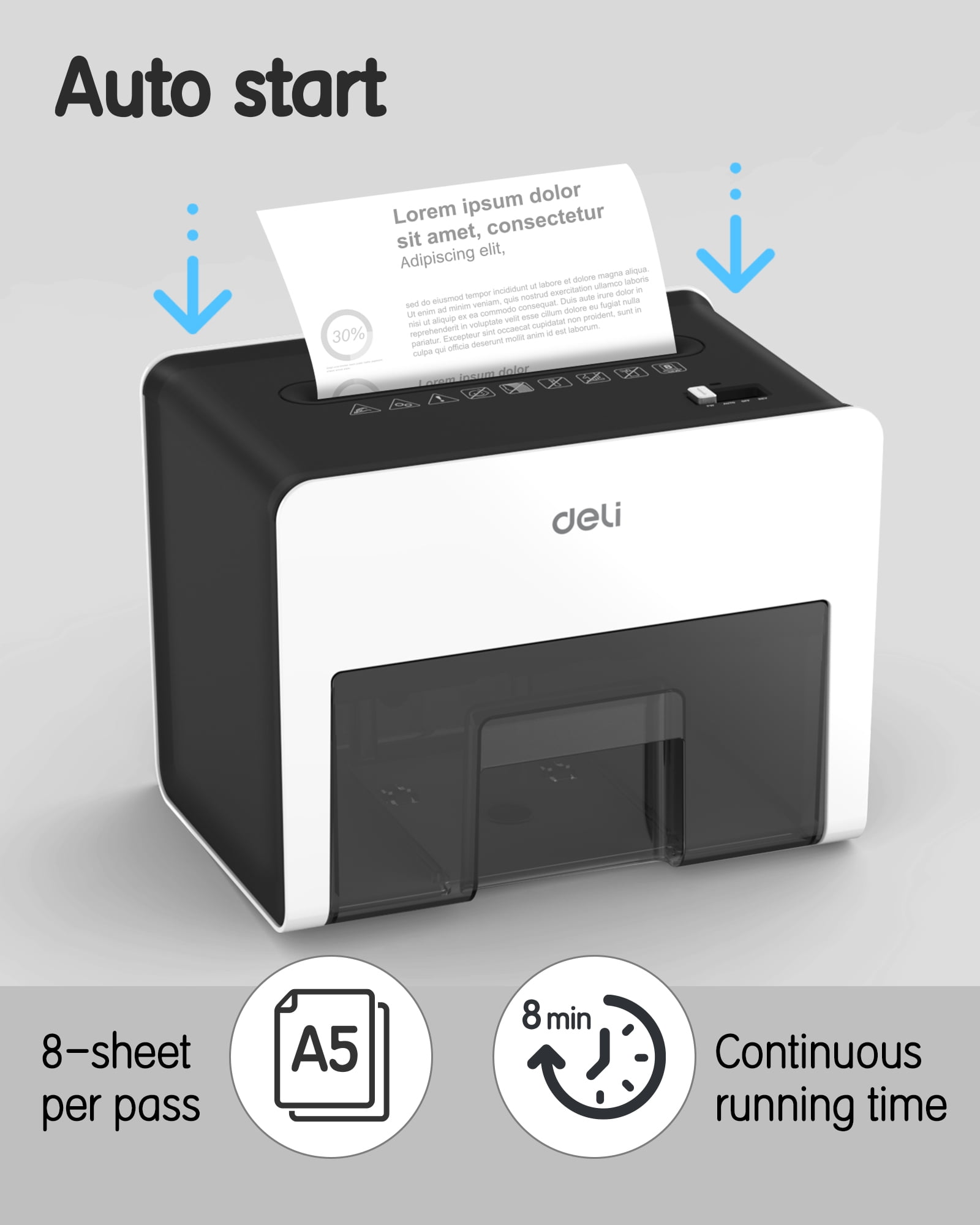 Deli 8-Sheet Crosscut Paper Shredder for Home Office, Compact Desktop Security Shredder with 0.7 Gallon Bin (White, 9.8 x 7.6 x 6.5 in) wltmq