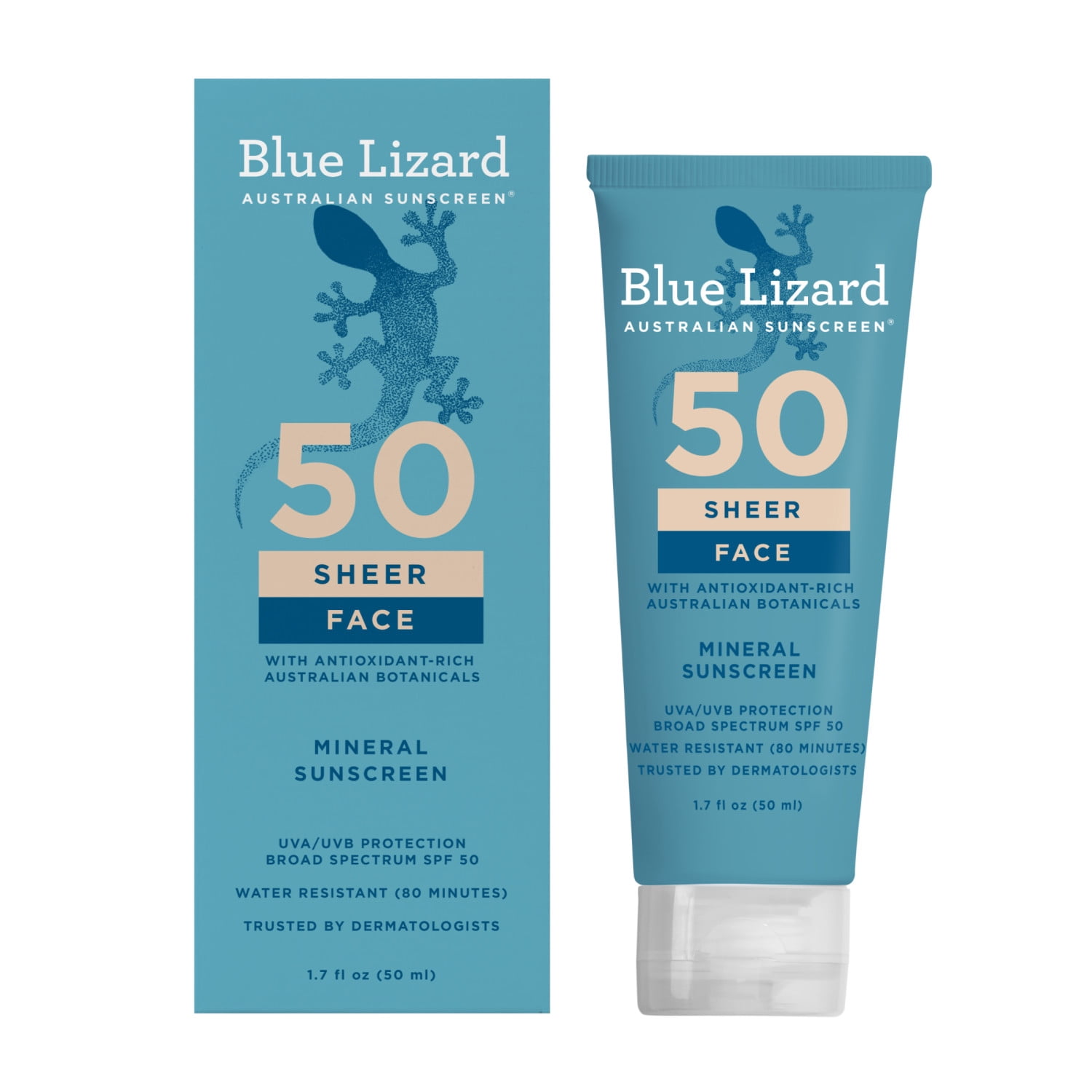 Blue Lizard Sheer Face Mineral SPF 50 Sunscreen Lotion (Clear, 1.7 fl oz) 6rpse