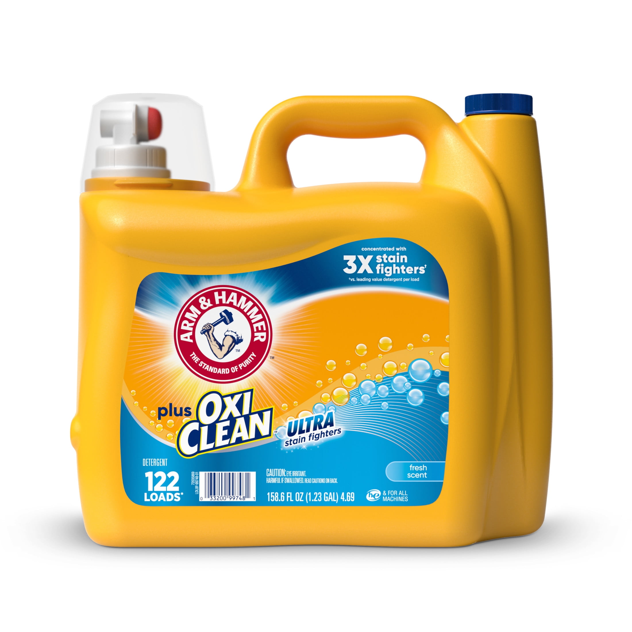 ARM & HAMMER Plus OxiClean Ultra Stain Fighters Liquid Laundry Detergent, Fresh Scent (158.6 fl oz) 7rlxh
