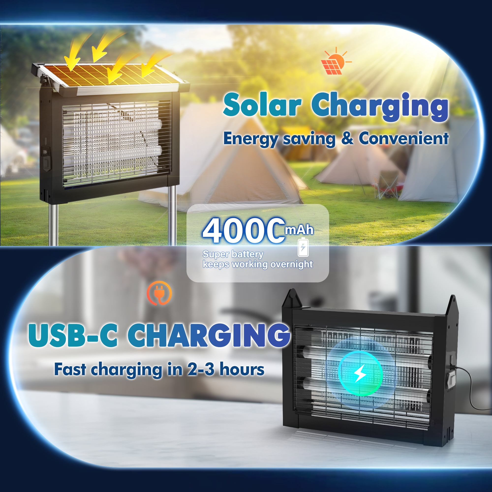 REPPISS Solar Bug Zapper Outdoor, Waterproof Mosquito & Fly Killer Lamp for Garden and Patio (1 Acre Coverage) cyn8r