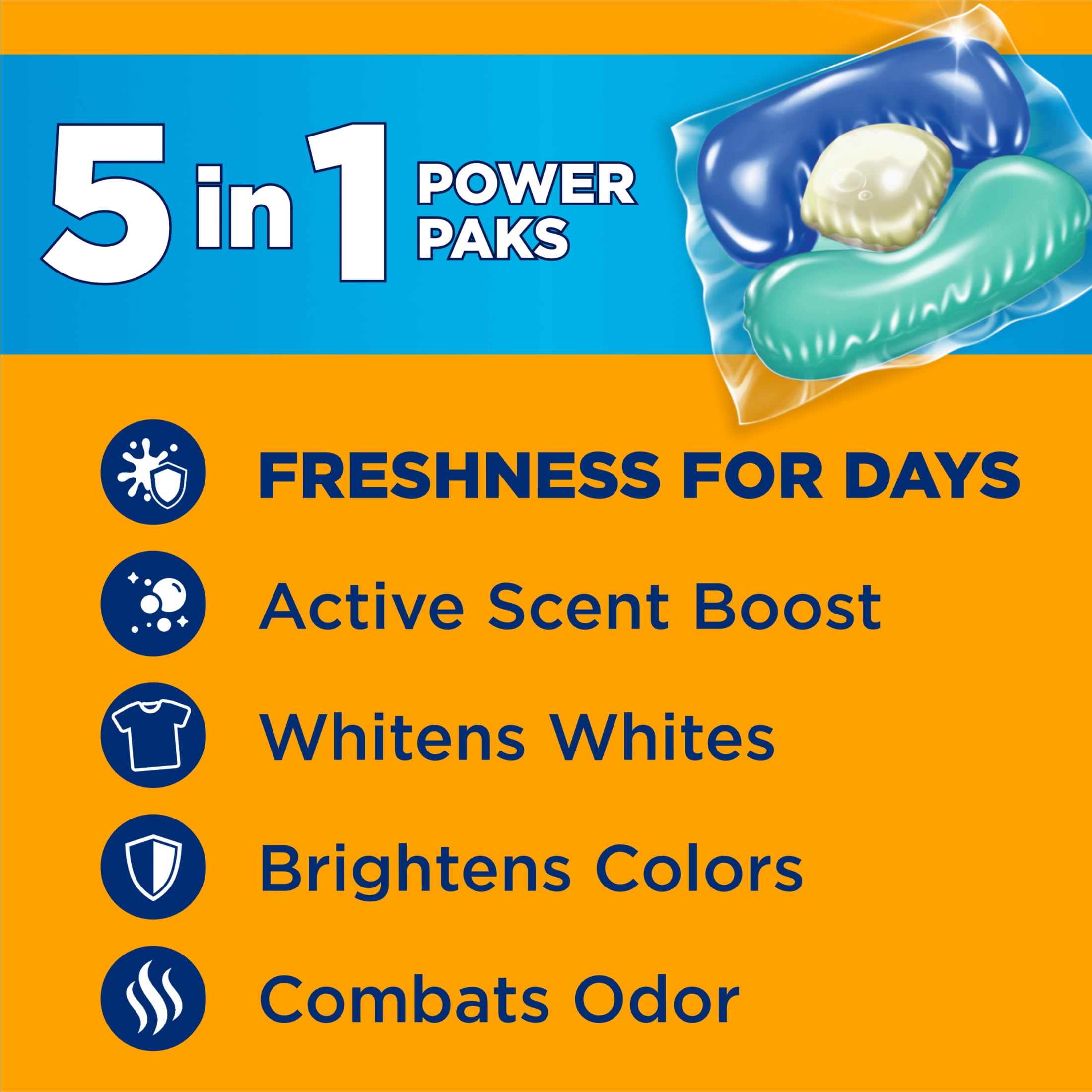 ARM & HAMMER Clean Burst 5-in-1 Laundry Detergent Power Paks (Clean Burst Scent, 42 Count) 0gsjy