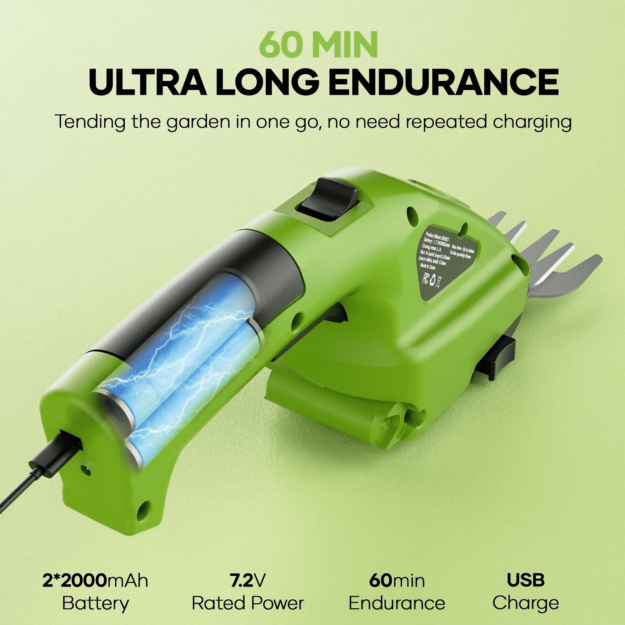 GASKY 2-in-1 Cordless Grass Shear and Hedge Trimmer (Green, 1.53 lb) cyzj5