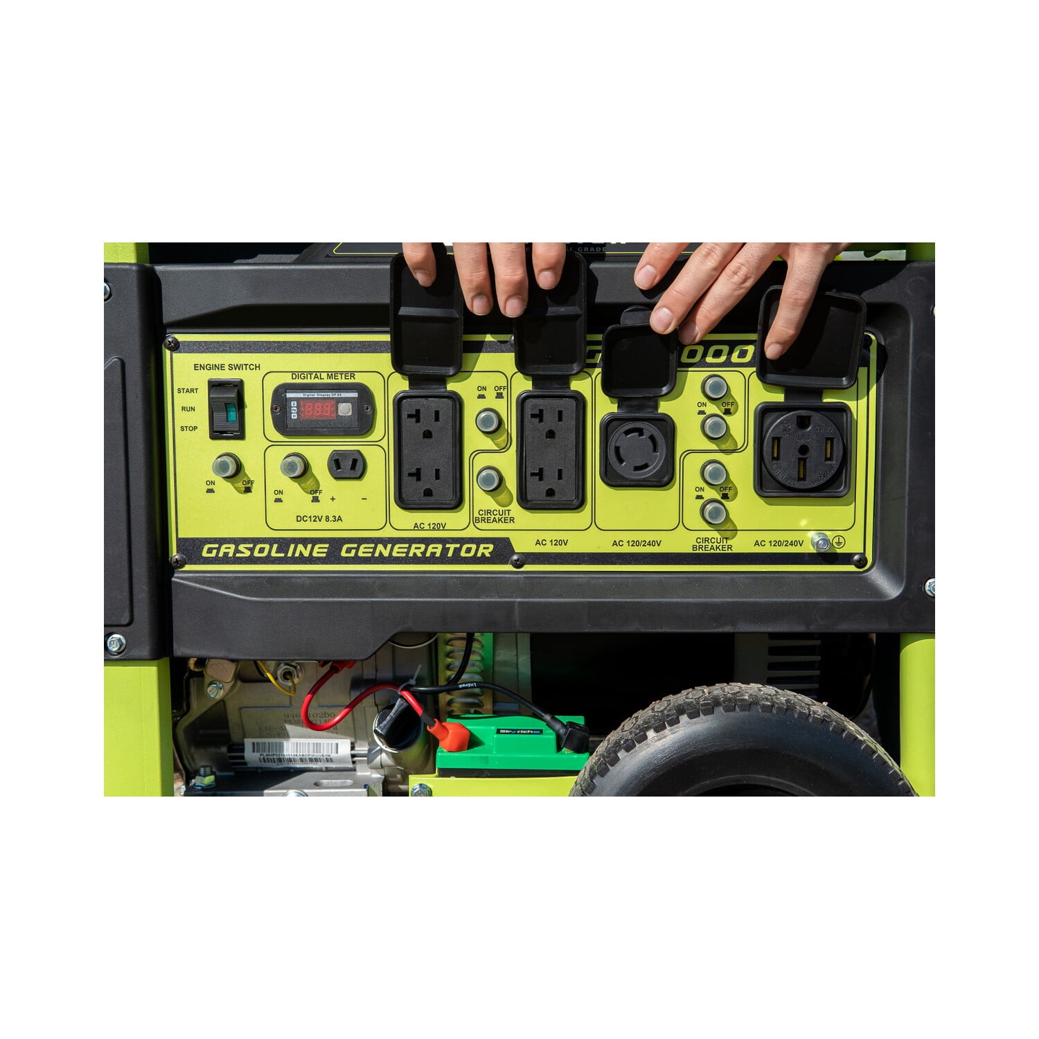 Green-Power America Atlas Series 12000/9500-Watt Portable Gasoline Generator with Electric Start (Green, 460cc Engine) n4akm