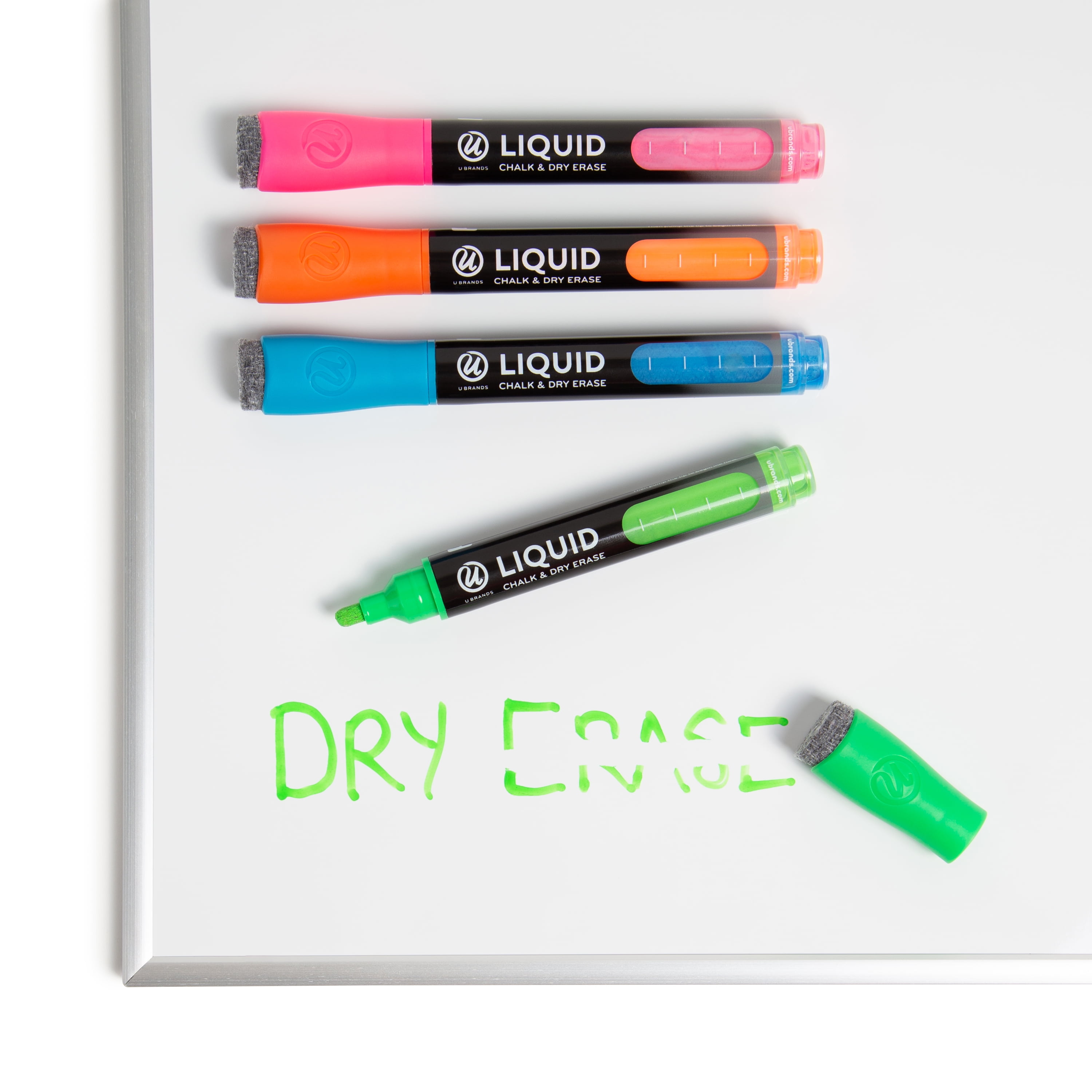 U Brands Liquid Chalk and Dry Erase Markers, Dual Surface Writing, Assorted Colors (4 Count) 8p771