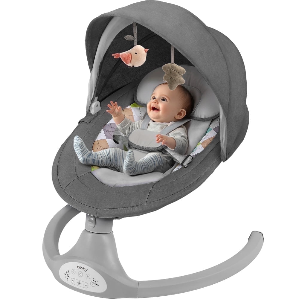 Caveen Electric Baby Swing Rocker with Bluetooth Music and Remote Control (Grey, 25.6 x 25.6 x 28.1 in) us43k