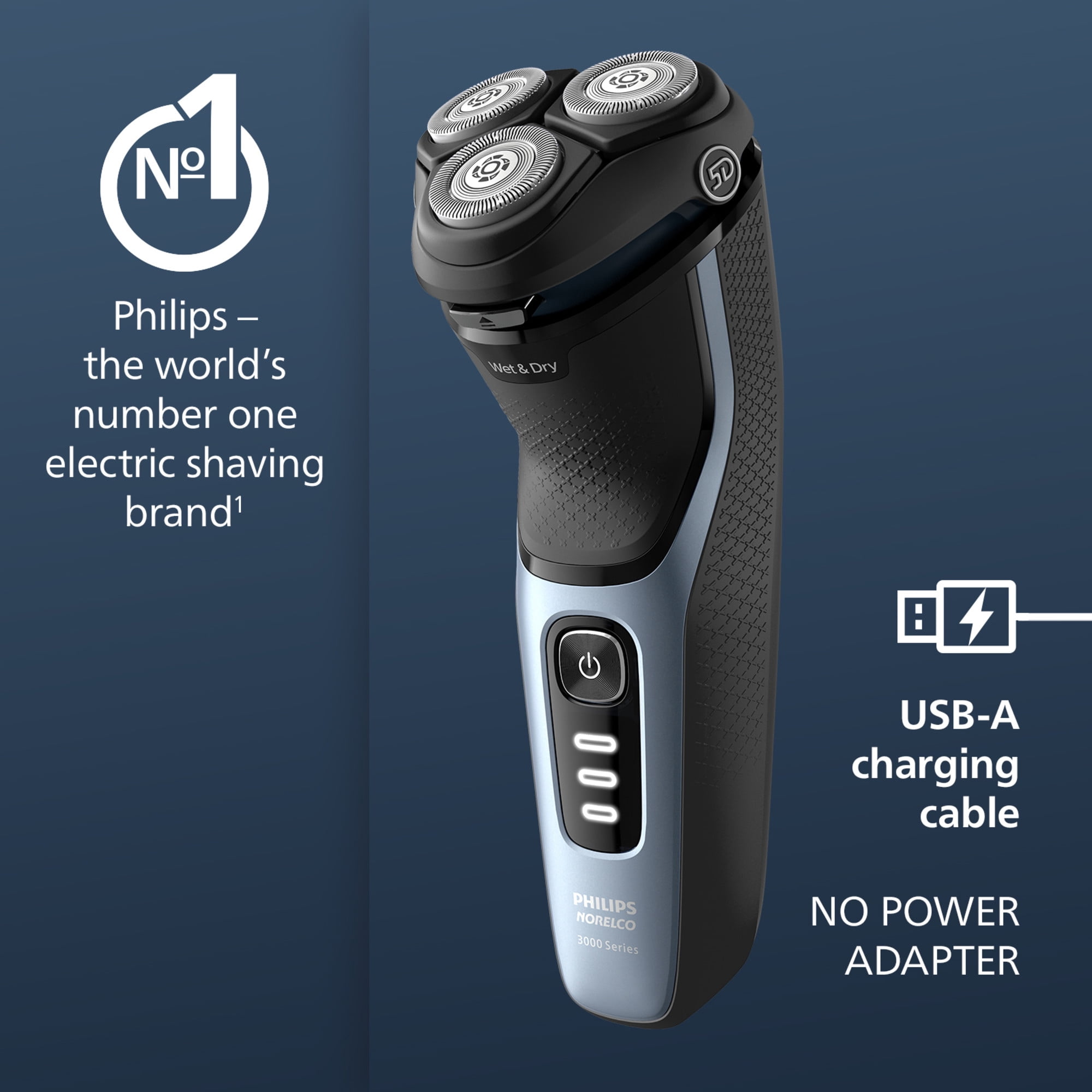 Philips Norelco Shaver 3600 Rechargeable Wet & Dry Electric Shaver with Pop-Up Trimmer (Black, 1 Count) 7s2y2