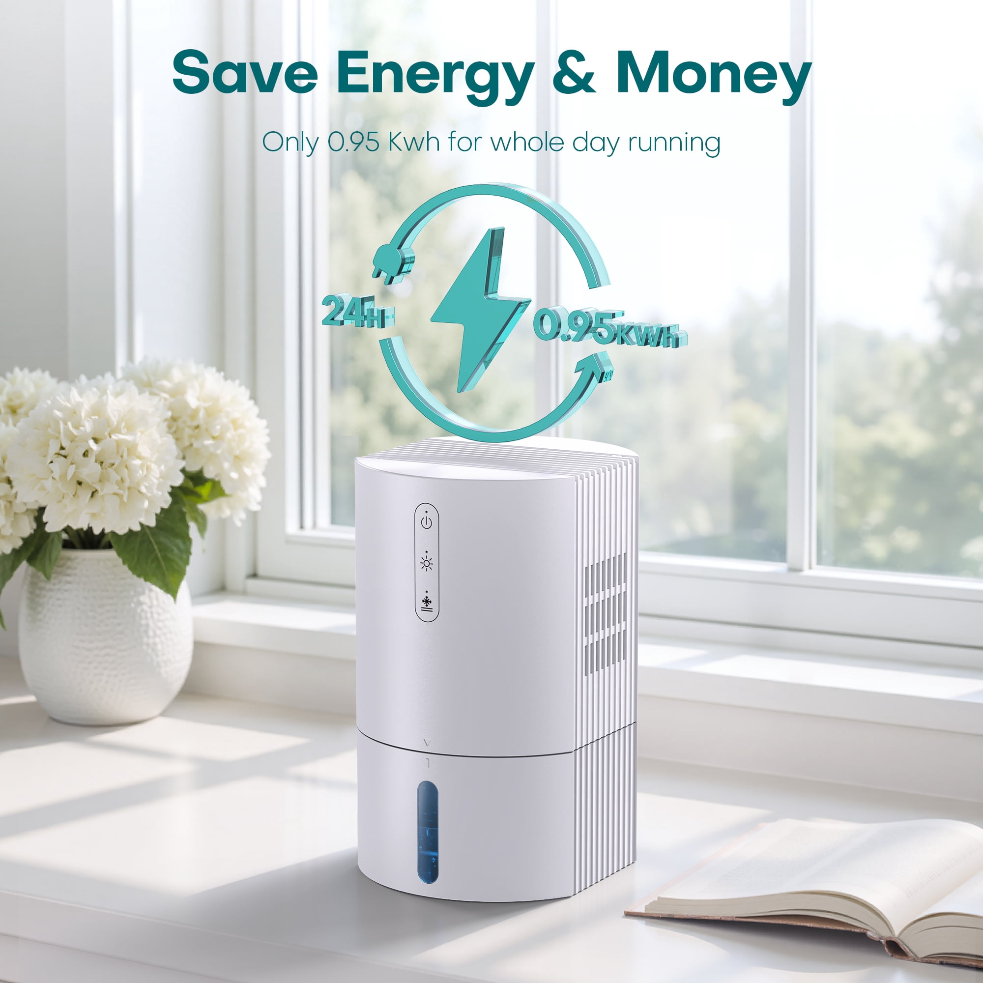 ALROCKET Dehumidifier for Home and Bedroom with Auto Shut-off and LED Light (White, 35 fl oz) 269g6