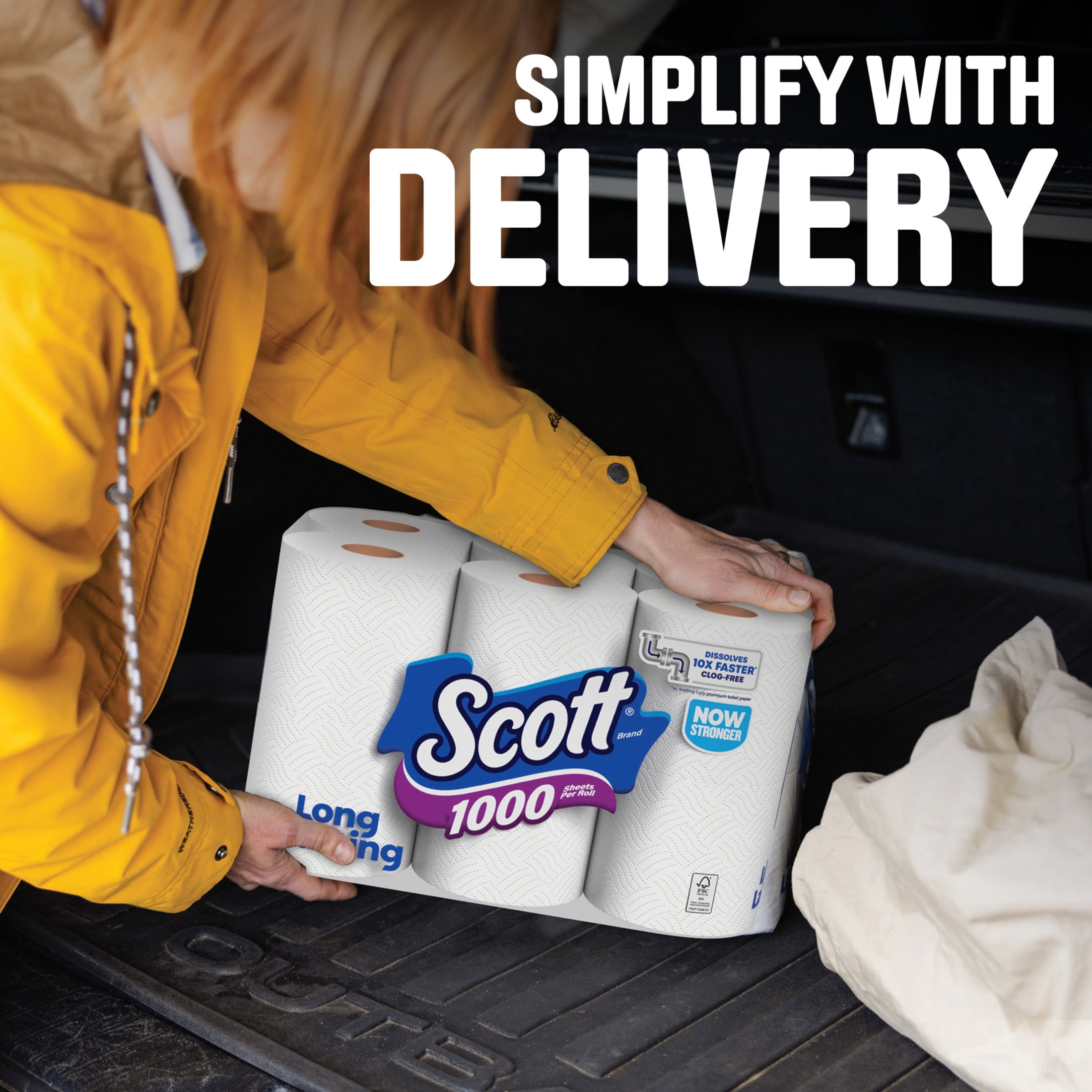 Scott 1000 Toilet Paper, Long-Lasting 1-Ply Bath Tissue (White, 24 Rolls) 4mn86