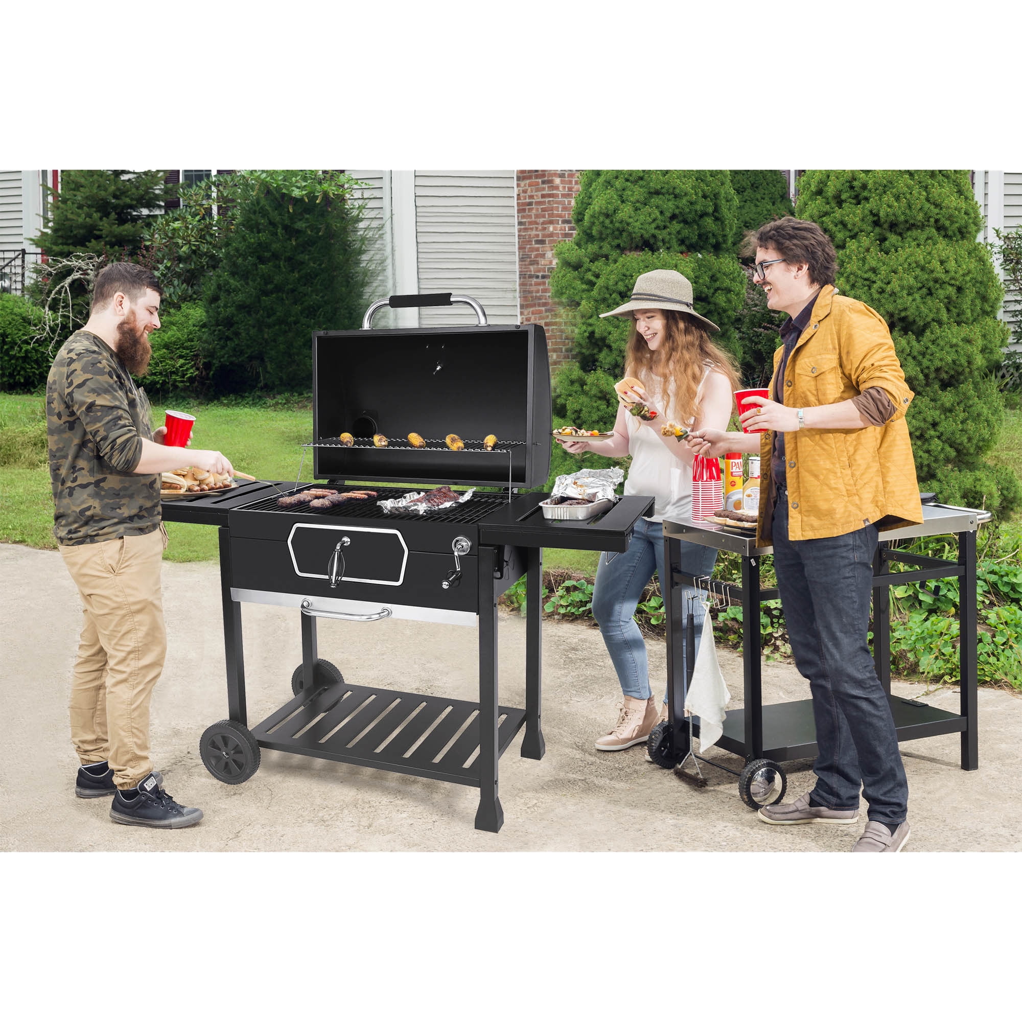 Royal Gourmet 30 in Deluxe Charcoal Grill and BBQ Smoker with Adjustable Pan (Black) xkxex