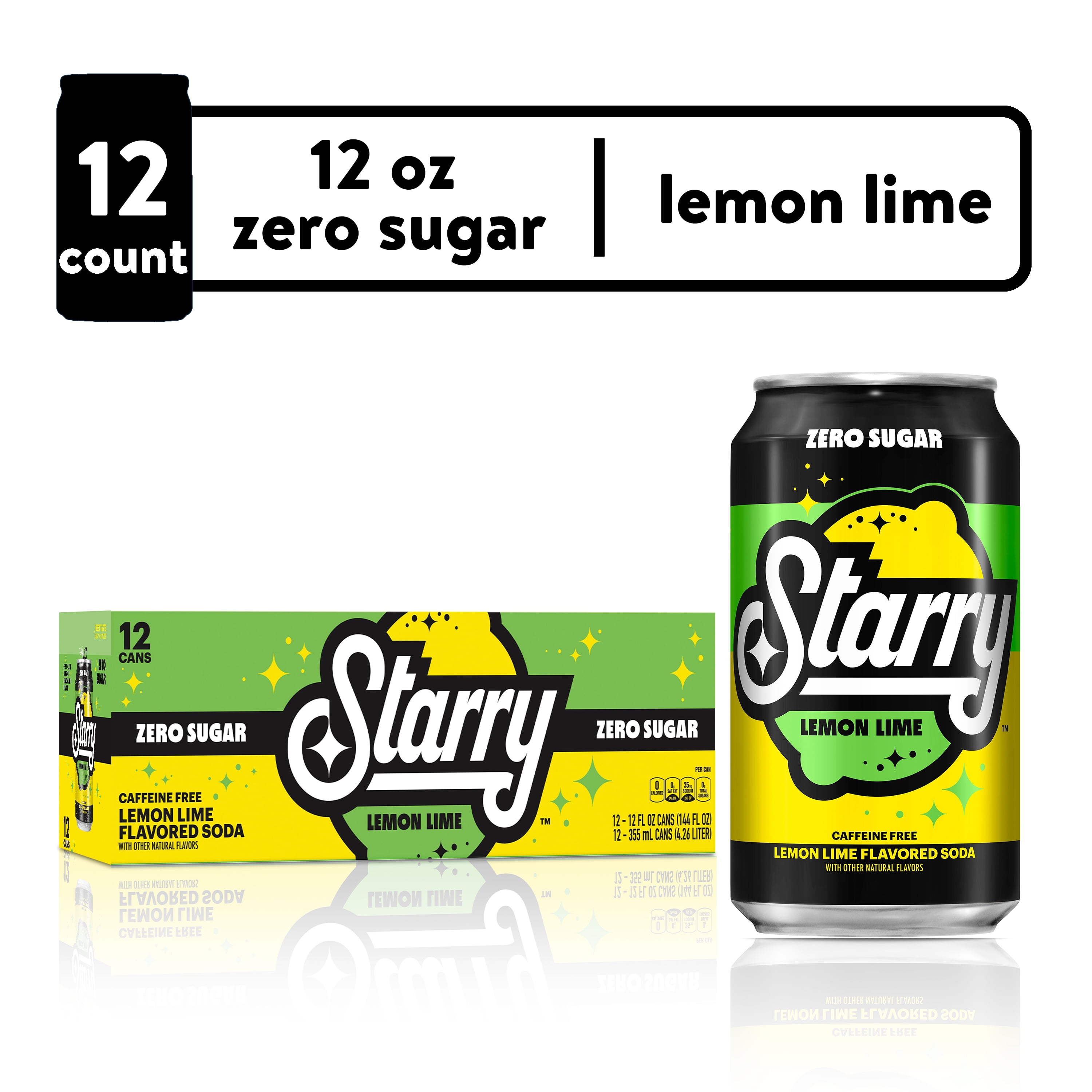 Starry Zero Sugar Lemon Lime Soda, Crisp Refreshing Citrus Flavor (12 fl oz, 12 Pack) 5nrhb