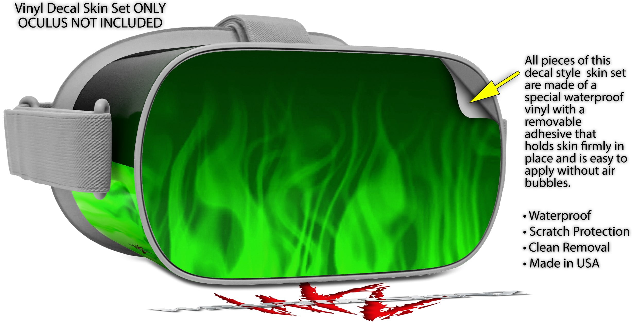 WraptorSkinz VR Headset Skin Wrap for Oculus Go (Fire Green, 1 Pack) 7m3ie