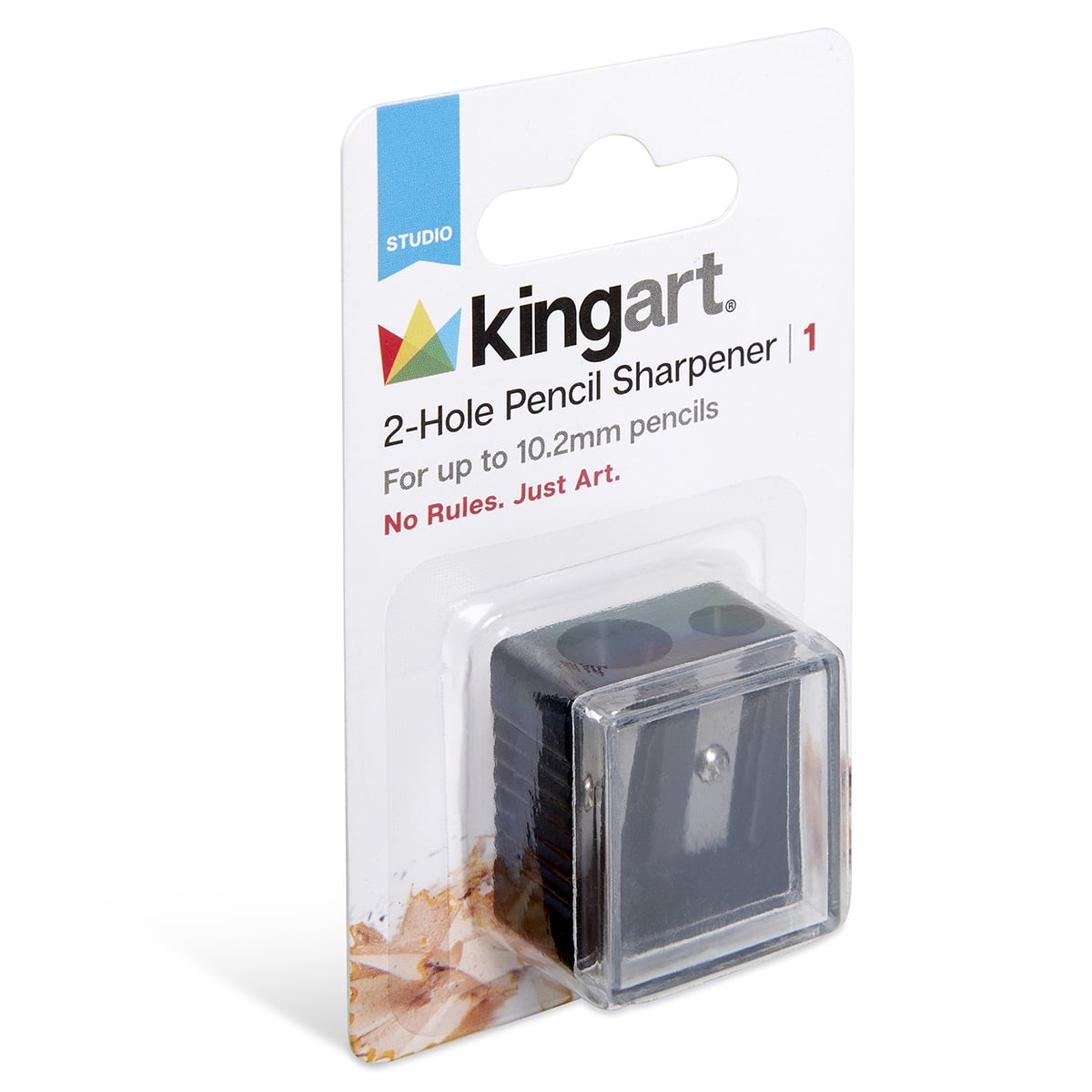 KINGART 2-Hole Pencil Sharpener, Manual Sharpener for Graphite and Colored Pencils (Black, 2-Hole) 4yvzi