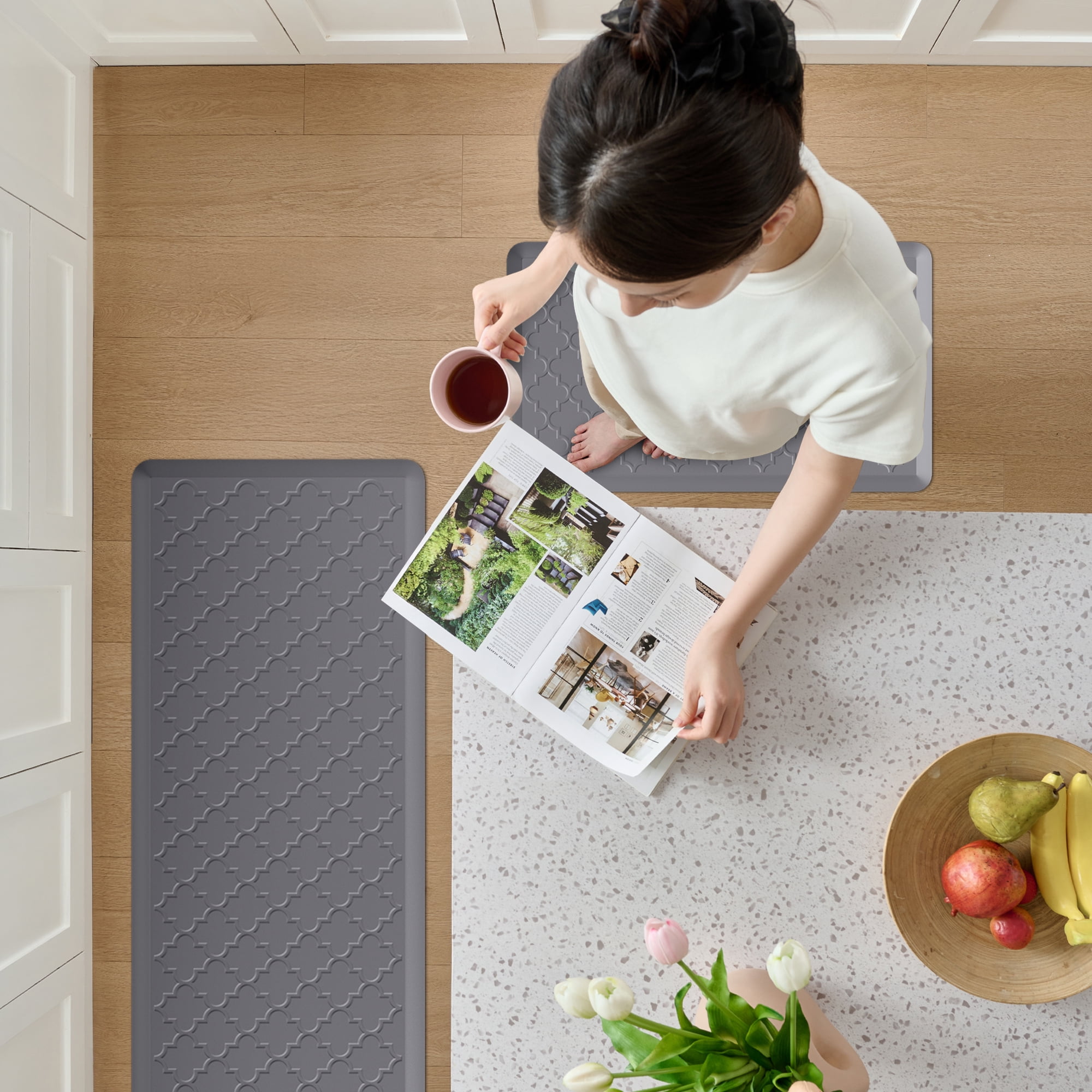 Galmaxs7 Anti-Fatigue Kitchen Mat, Ergonomic Memory Foam Floor Rug for Standing Comfort (Gray, 17 in x 29 in) ezevt