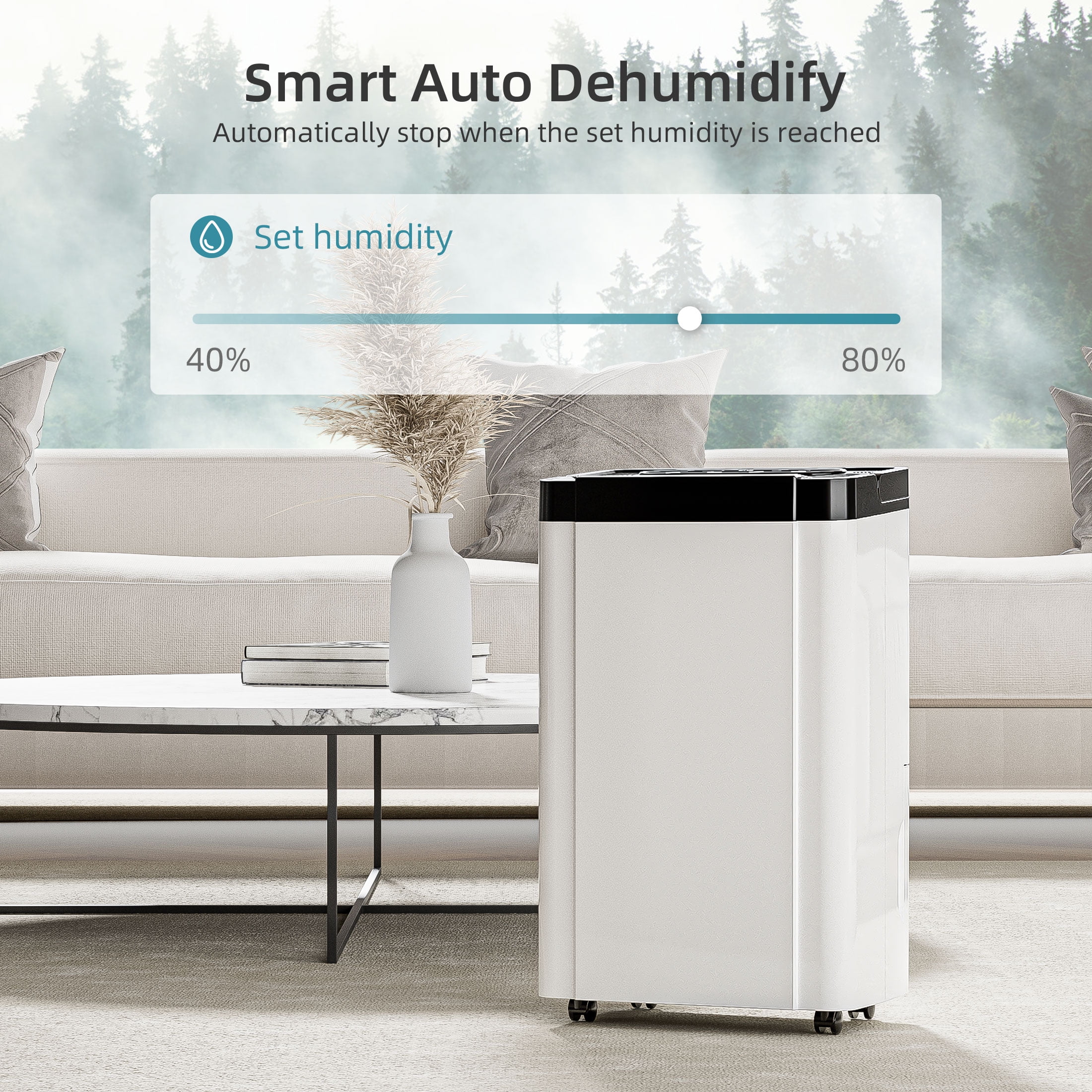 Rocyis Dehumidifier for Large Rooms, Portable Moisture Control with Auto Shut Off (19 Pint DOE, 0.8 gal) jmae5