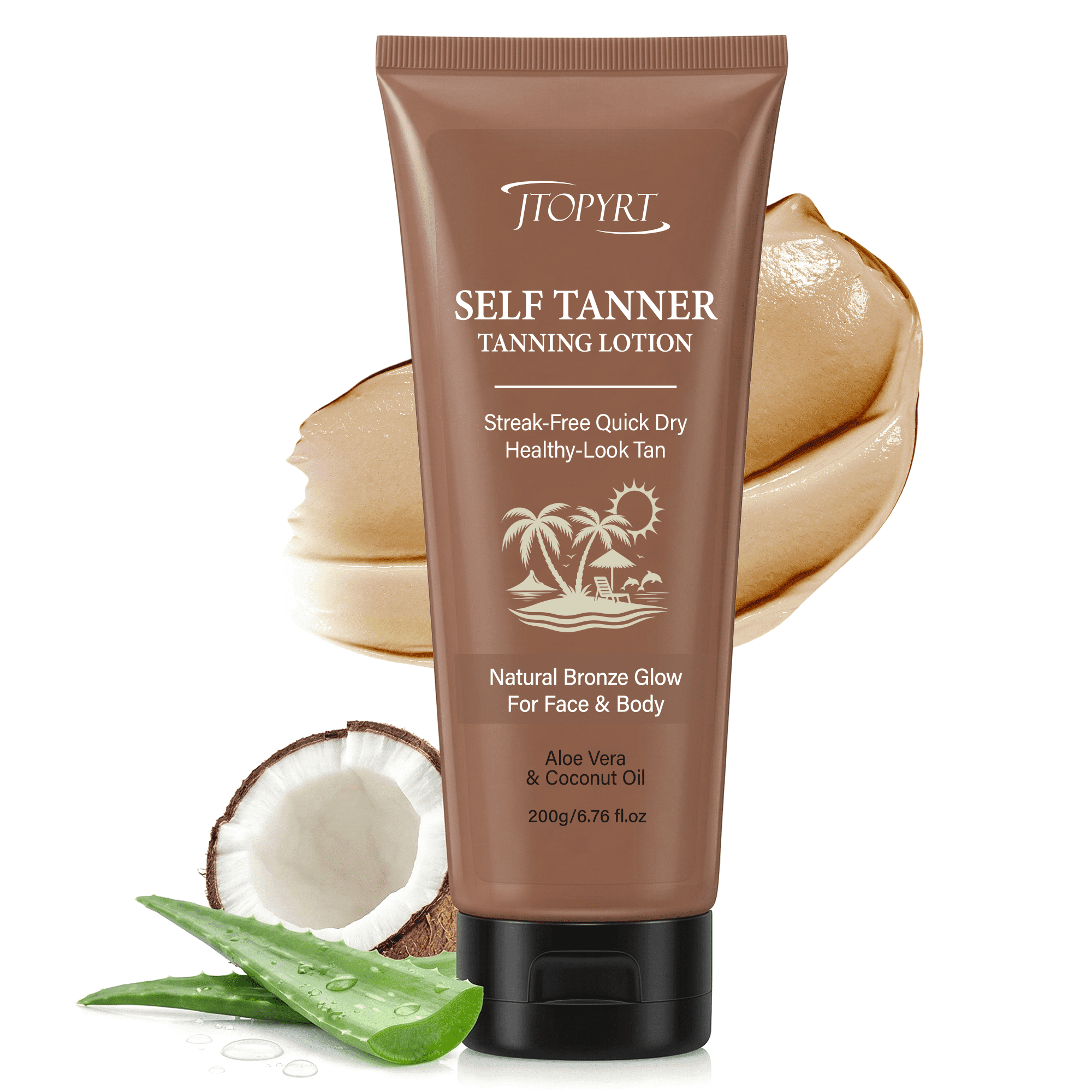 Jtopyrt Gradual Self Tanner Tanning Lotion for Natural Looking Sun-Kissed Glow (6.76 fl oz) 4x1tg