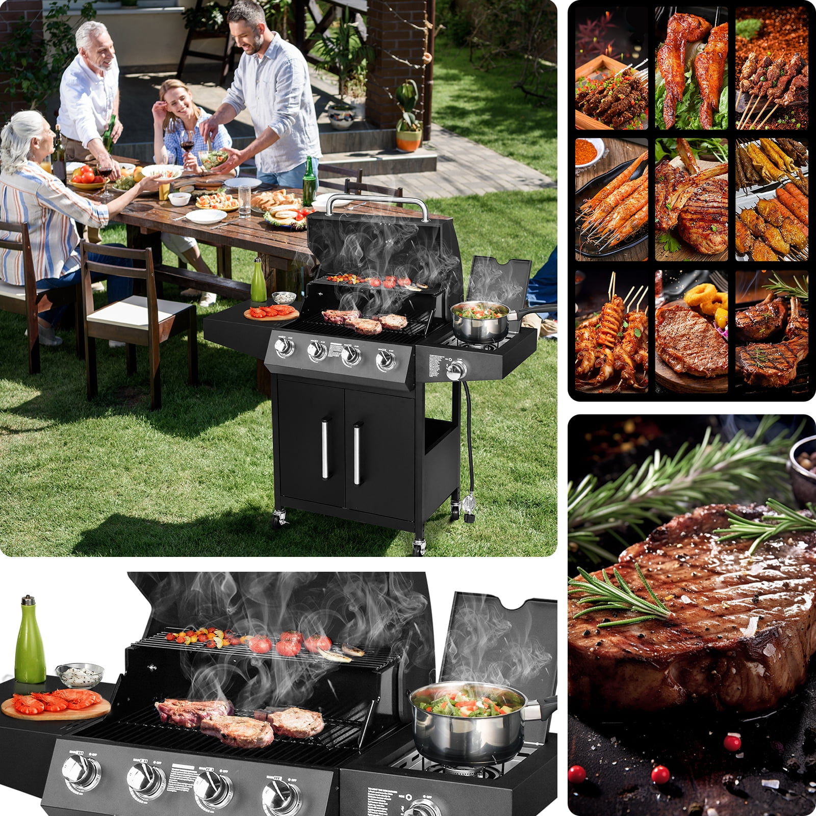 iTopRoad Propane Gas Grill with Side Stove (58000 BTU, Outdoor Cooking Station) 5v0qi