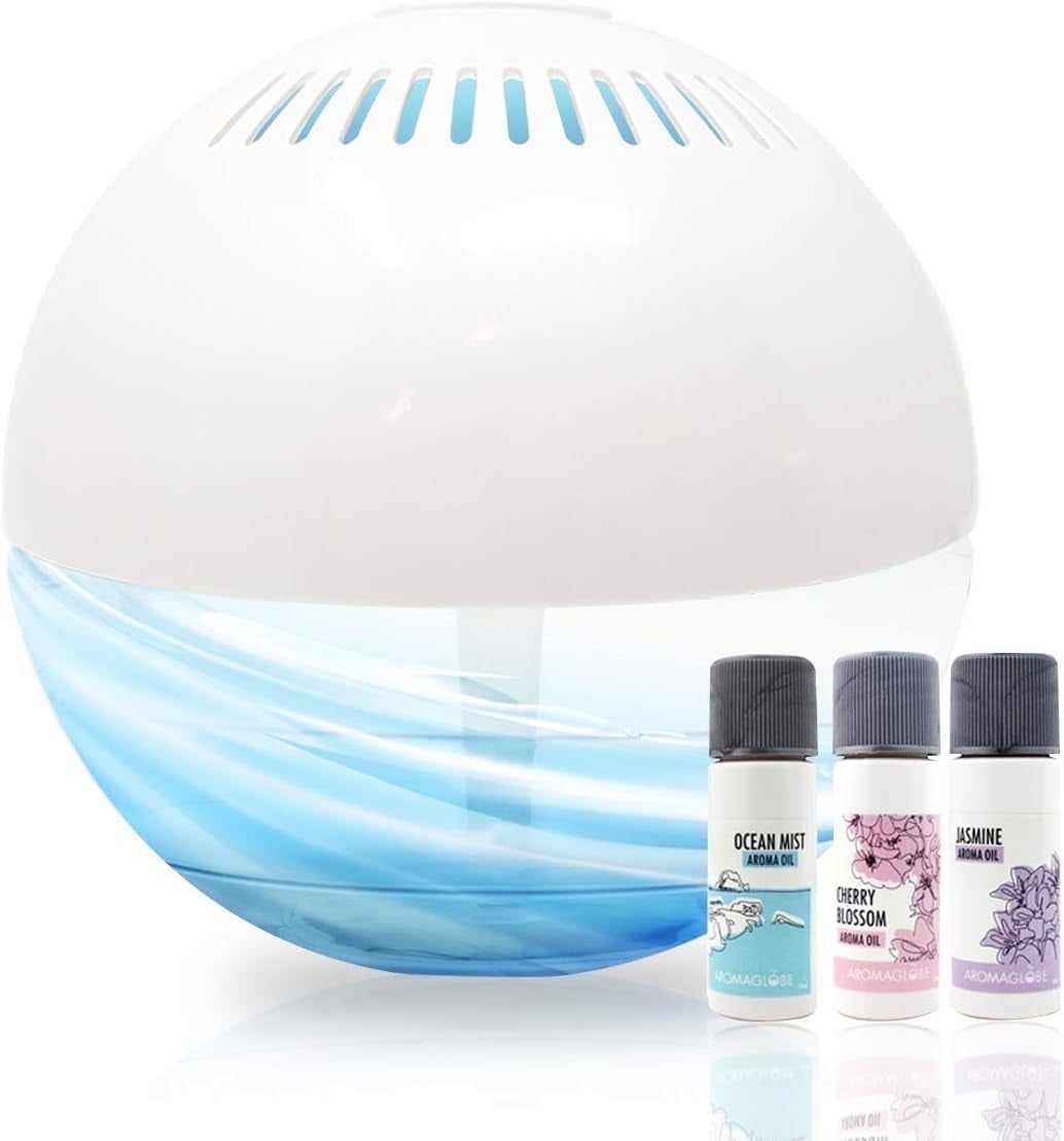Daiwa Felicity Aroma Globe Air Revitalizer, Aromatherapy Air Washer with White Noise and LED Lights (White) 48jat