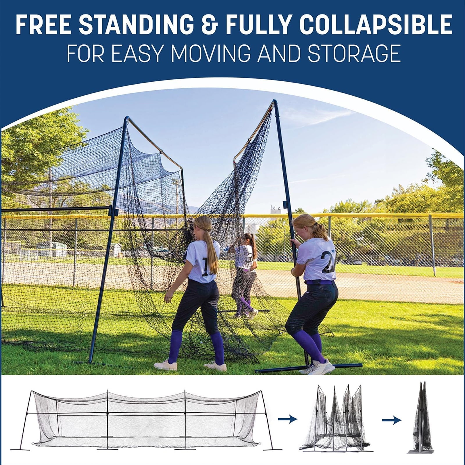 Skywalker Sports Professional Batting Cage, Heavy-Duty Steel Frame & UV Net for Baseball & Softball (Black, 40 ft) kbxbx