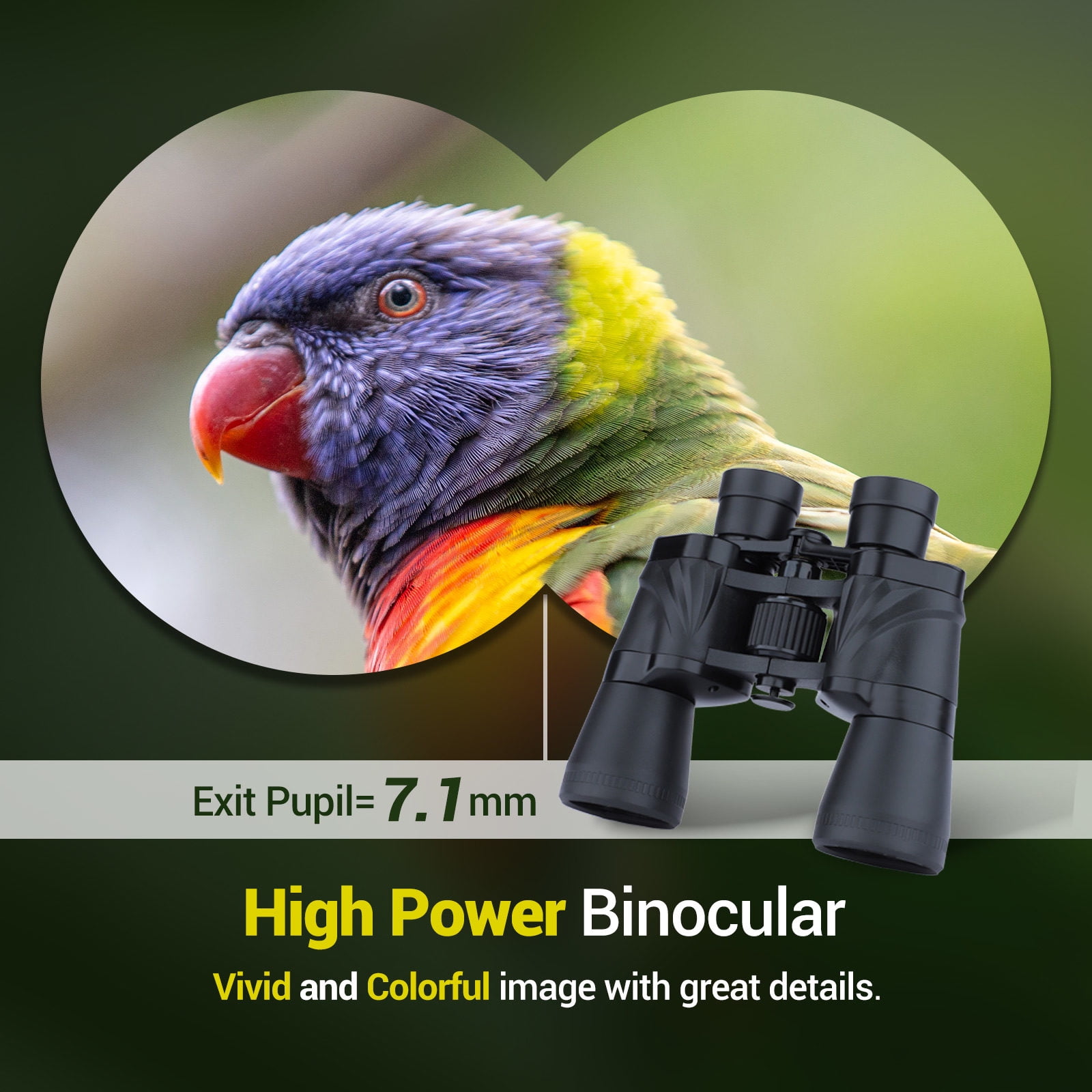 LAKWAR 20x50 High Powered Binoculars for Adults, Waterproof Outdoor Optics with BAK4 Prism Lens (Black, 20x50) mdm1q