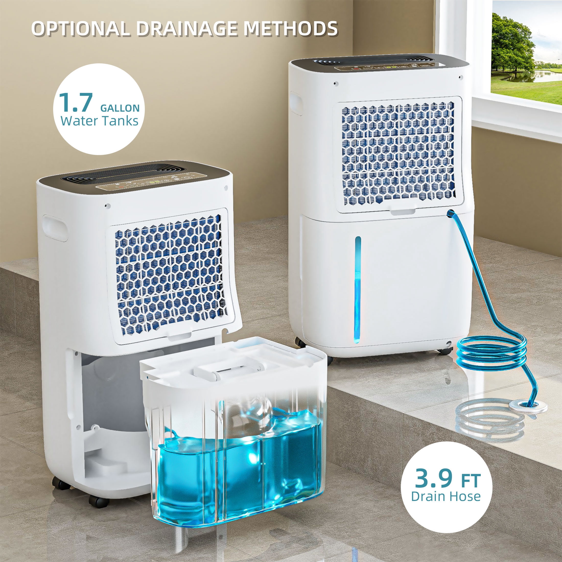 Rocyis Dehumidifier for Home and Basement (1.7 gal, White) uern5