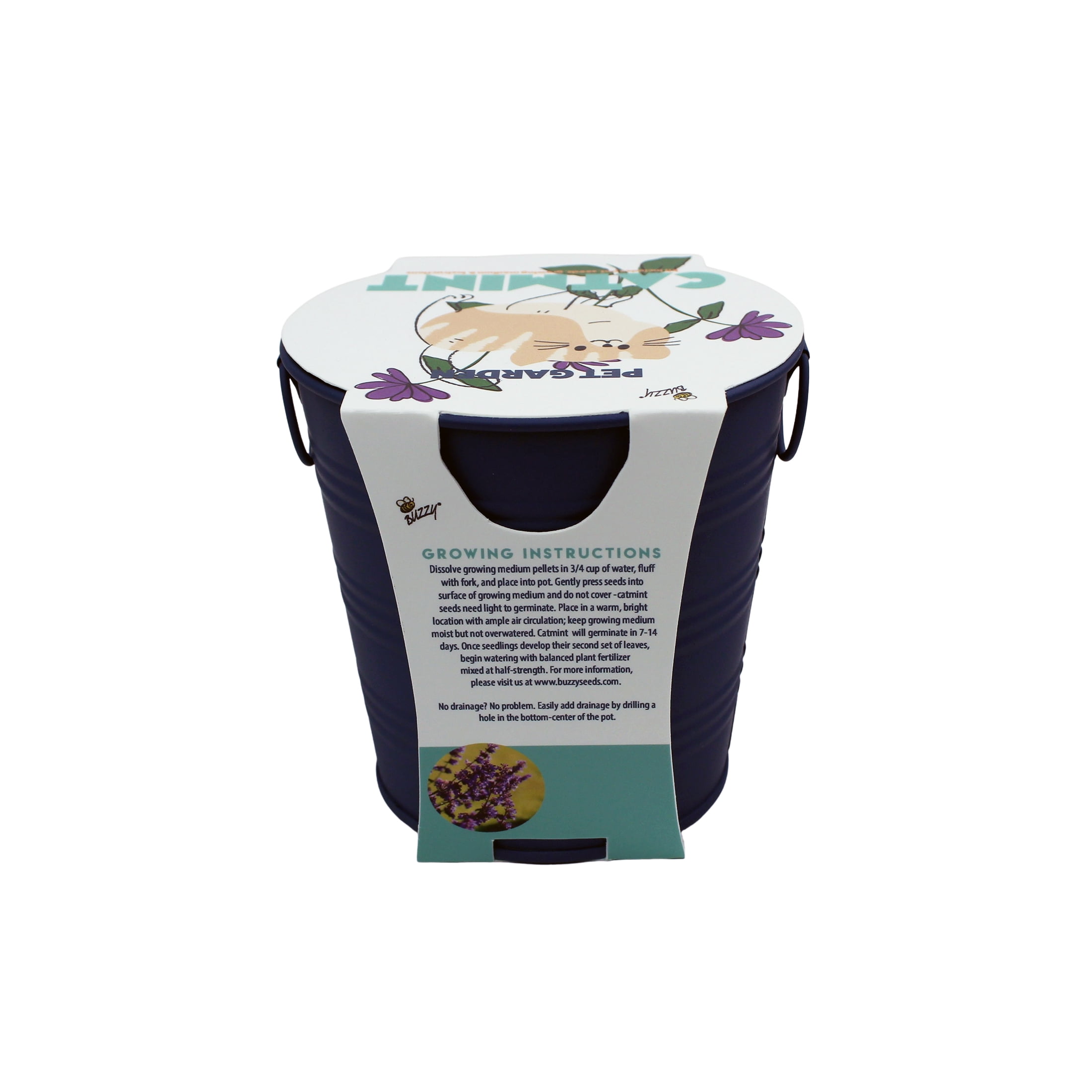 Buzzy Catmint Herb Garden Starter Kit with Metal Pail (1 Pack) 43un4