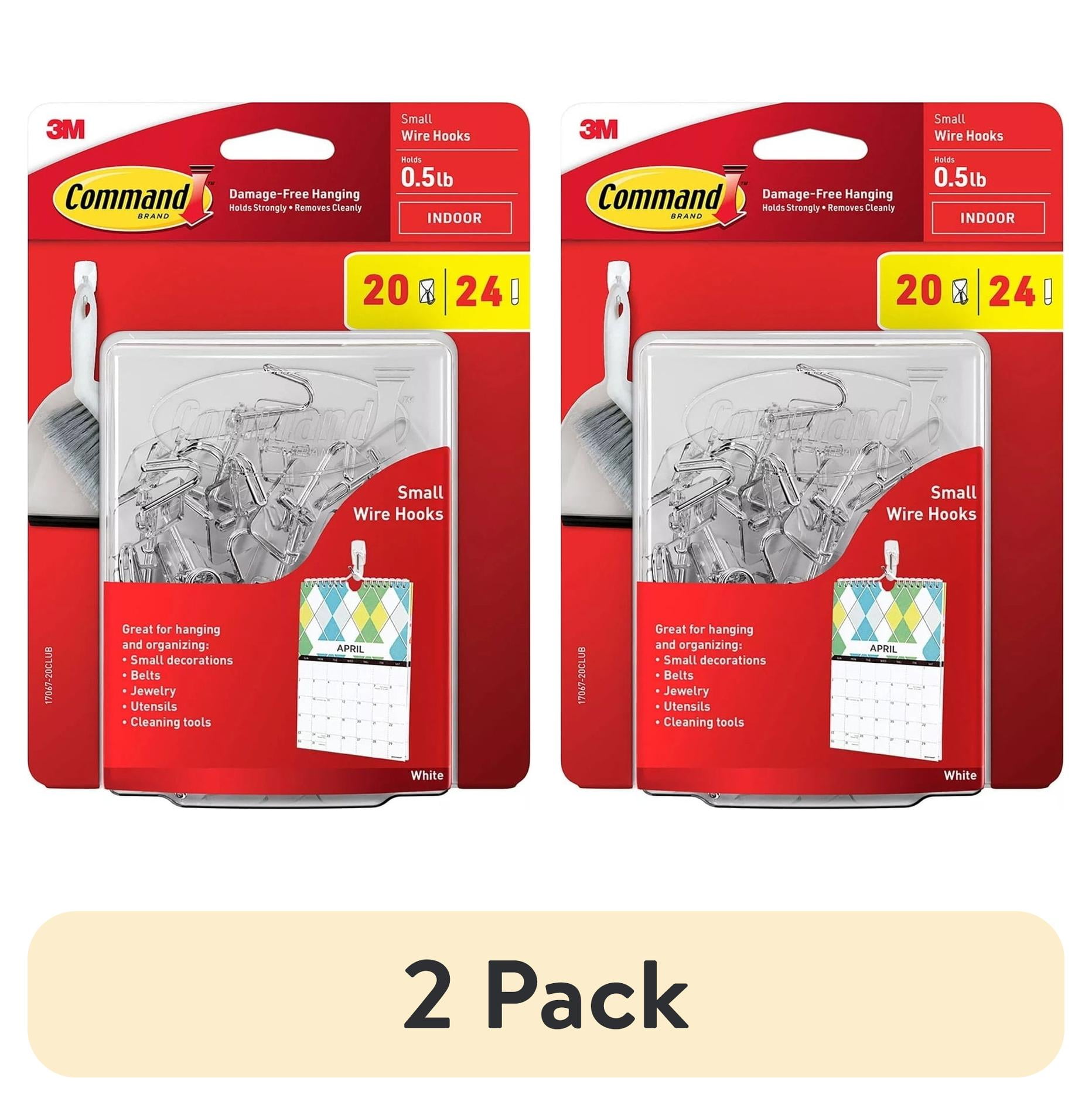 Command Small Wire Toggle Hooks with Adhesive Strips, Damage-Free Hanging, White (20 Hooks, 24 Strips) s3pmx