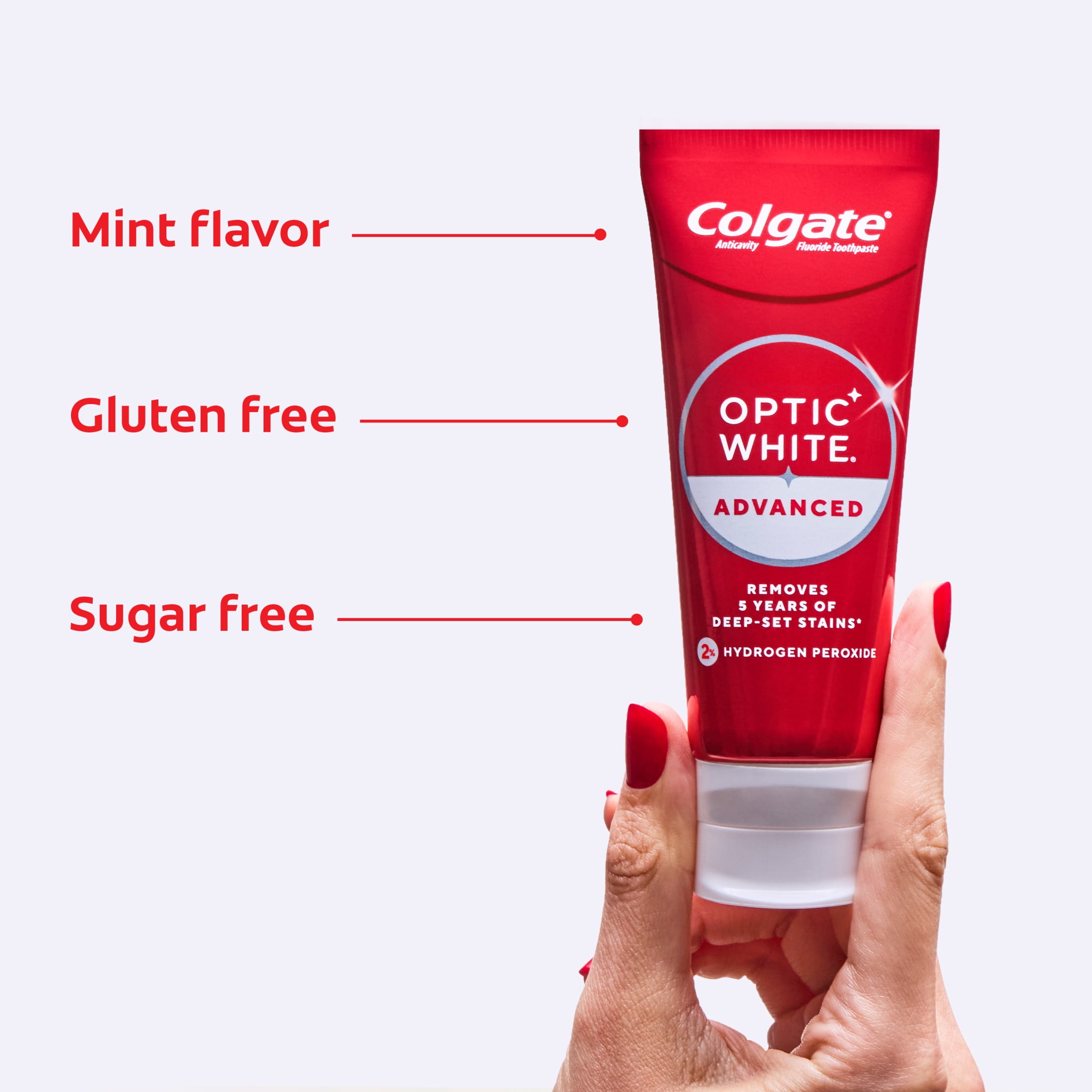 Colgate Optic White Advanced Teeth Whitening Toothpaste, Enamel-Safe Formula (Icy Fresh, 3.2 oz) s5pi5